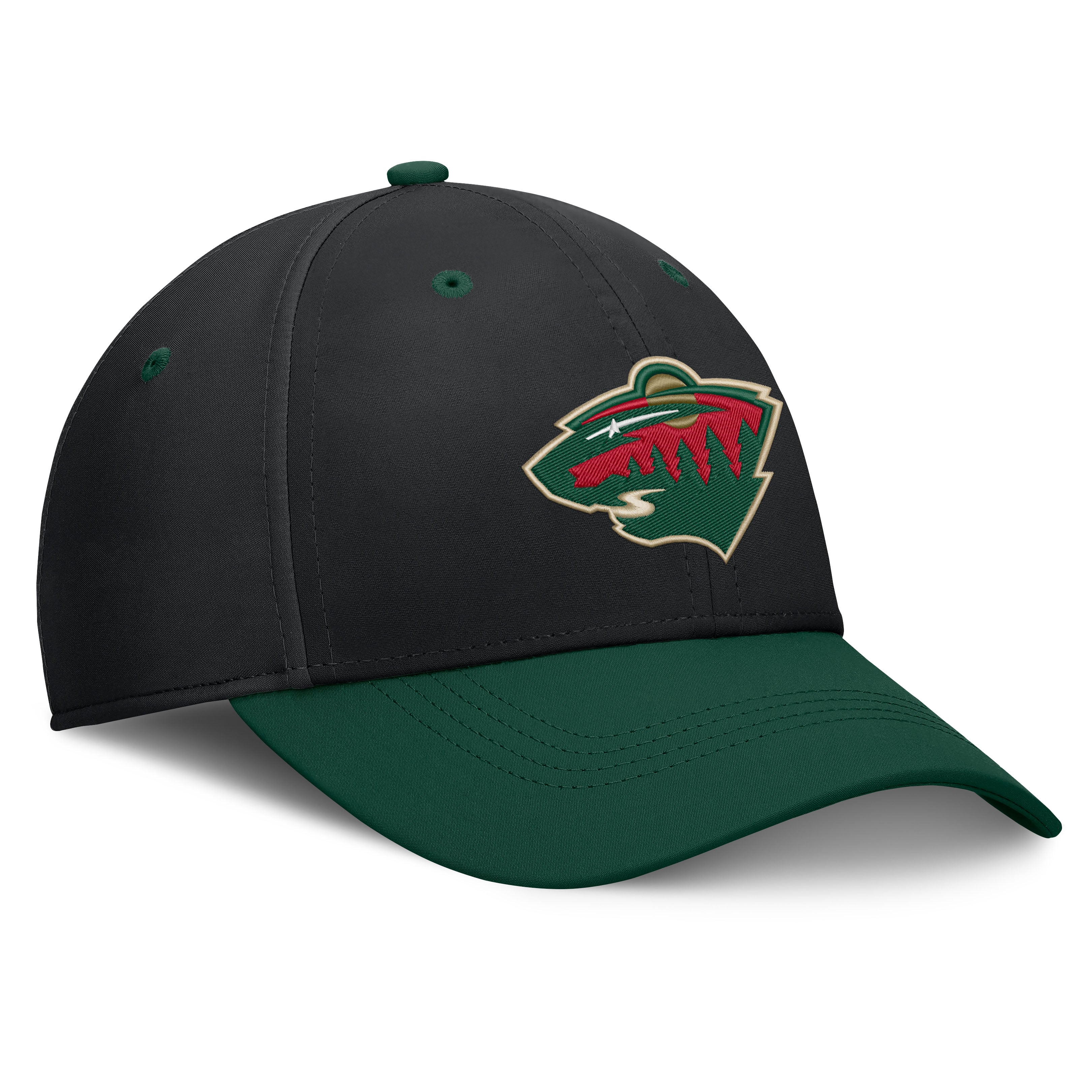 Men's Fanatics Black/Green Minnesota Wild Authentic Pro Rink Stretch Hat