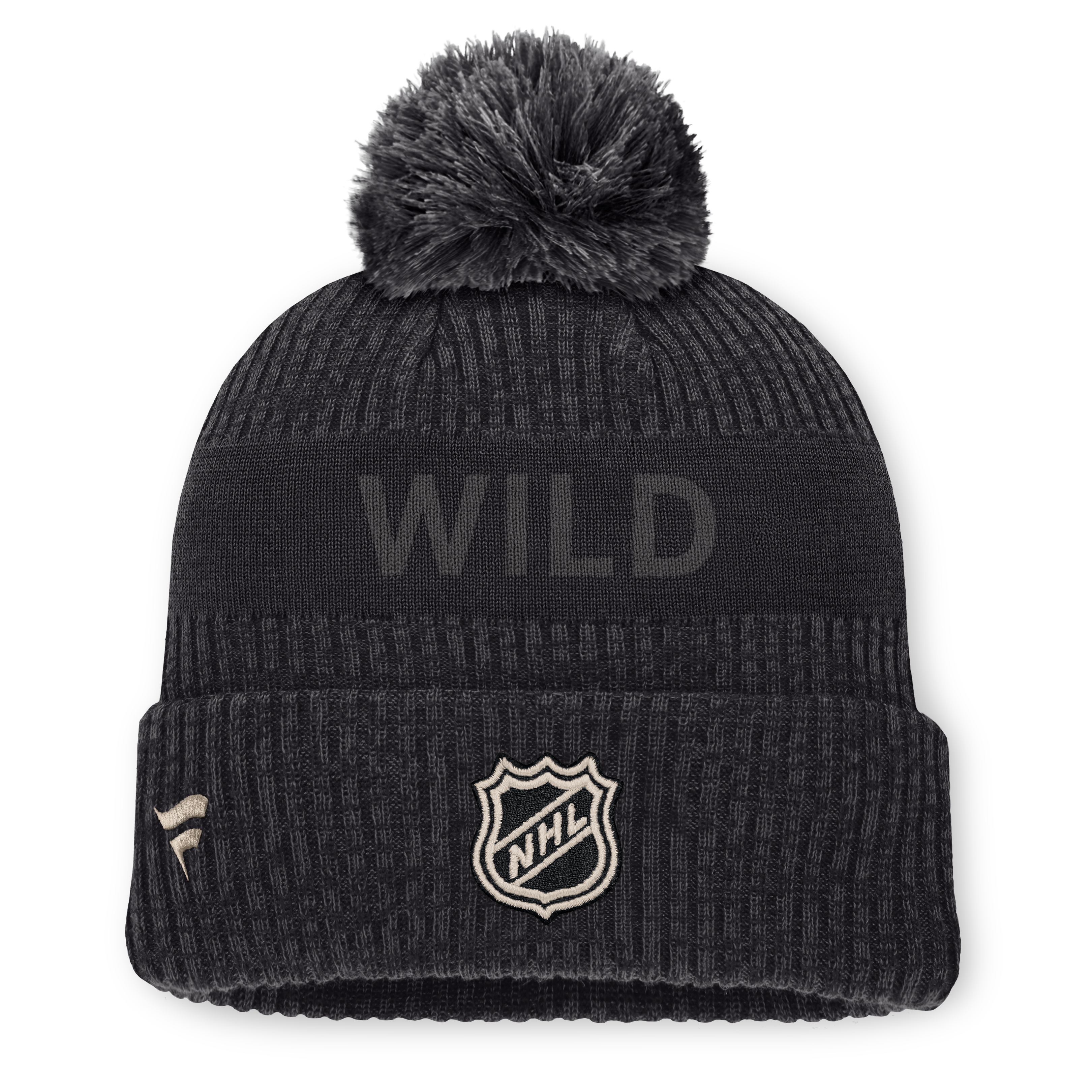 Bonnet à revers Phantom Minnesota Wild Road pour homme, couleur anthracite, avec pompon