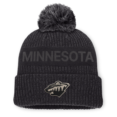 Men's Minnesota Wild Fanatics Charcoal Road Phantom Cuffed Knit Hat with Pom