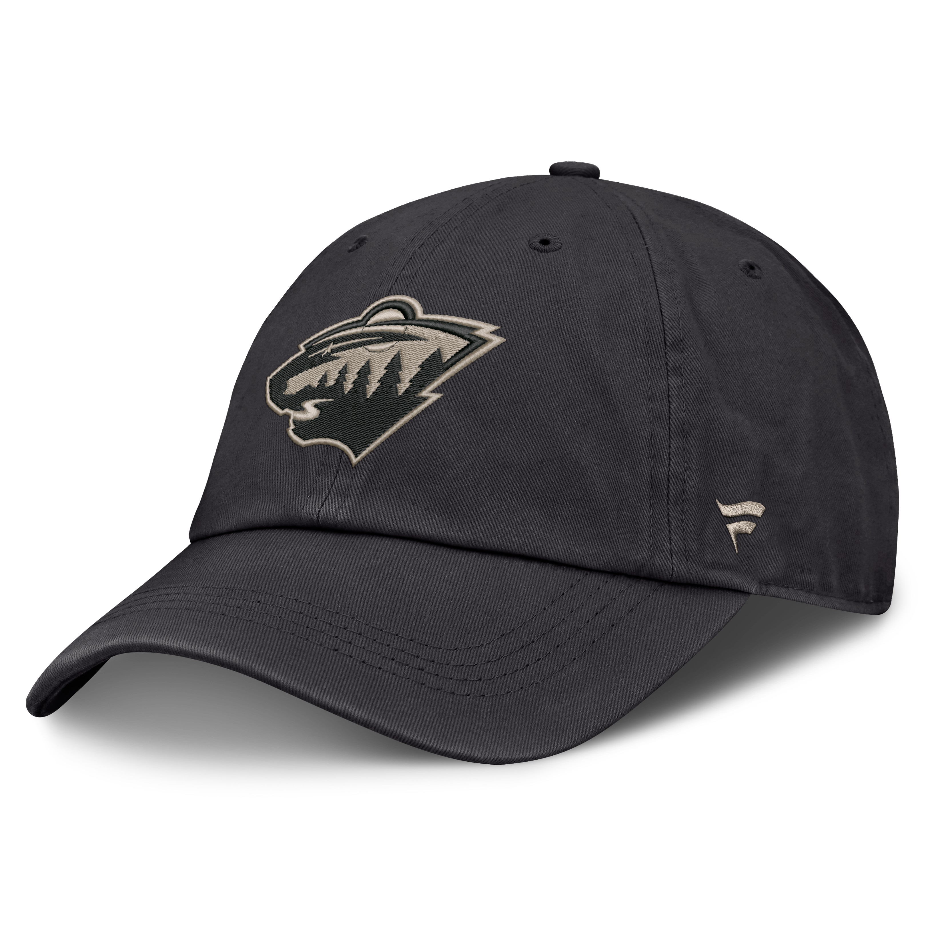 Casquette ajustable Fanatics Charcoal Minnesota Wild Road Phantom Washed pour homme