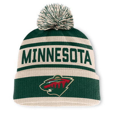 Minnesota Wild Fanatics Fundamental Cuffed Knit Hat with Pom - Green/Cream