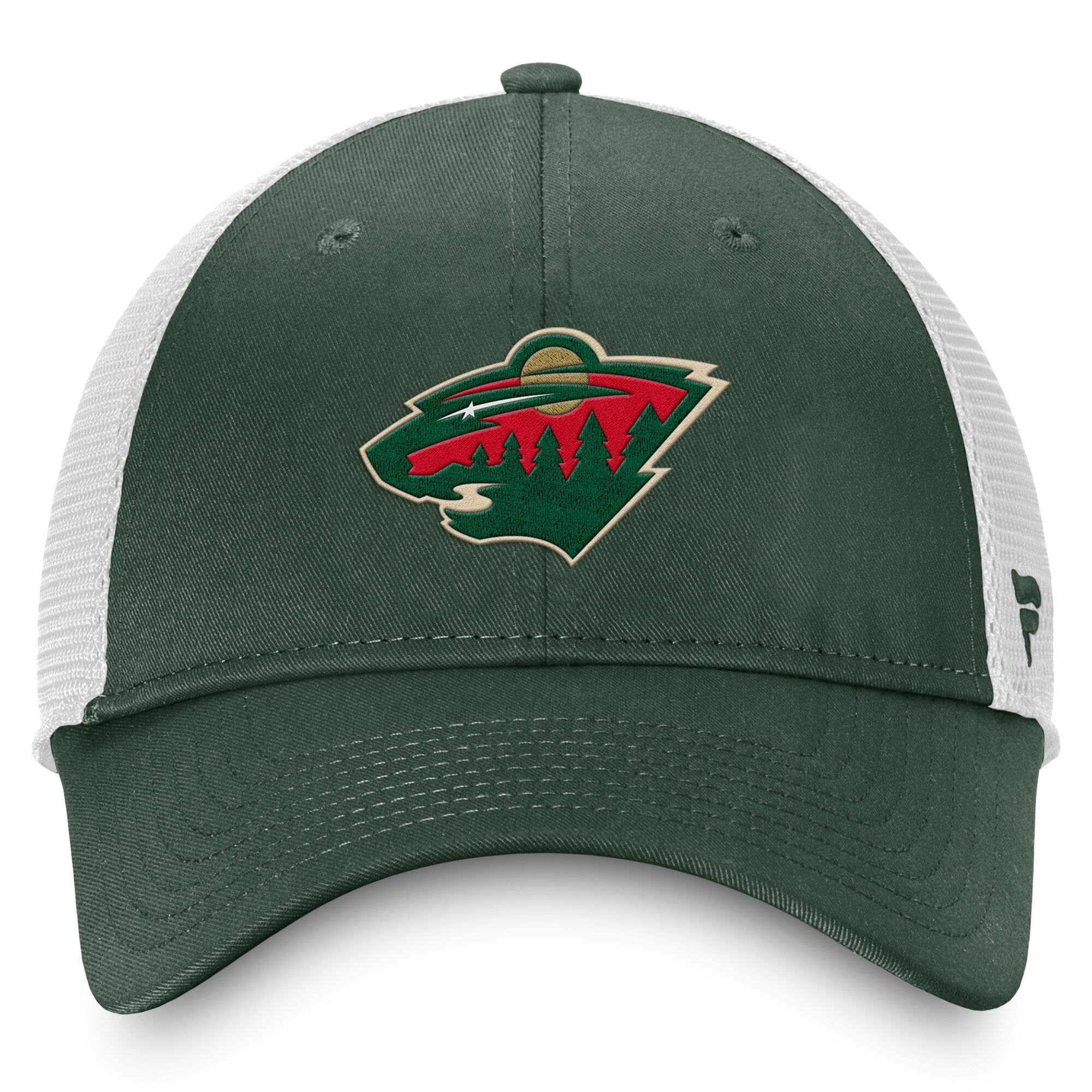 Men's Fanatics Green/White Minnesota Wild Core Primary Logo Trucker Adjustable Hat