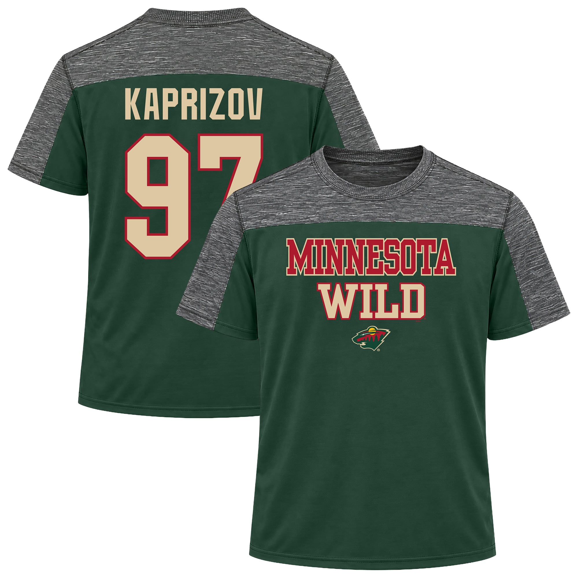 Men's Fanatics Kirill Kaprizov Forest Green Minnesota Wild Big & Tall Name Number Colorblocked T-Shirt