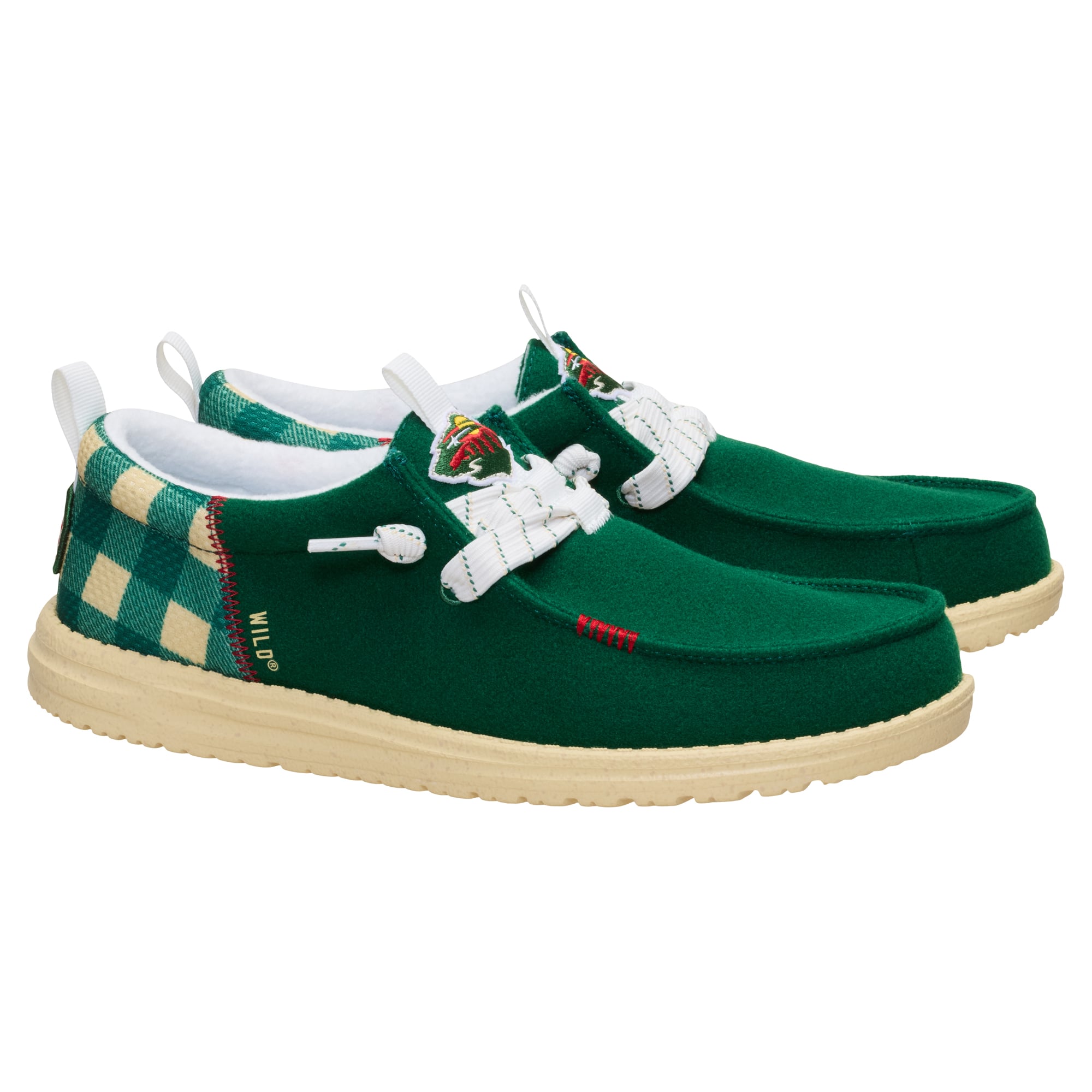 Chaussures décontractées à enfiler Hey Dude Green Minnesota Wild Wally Funk pour hommes