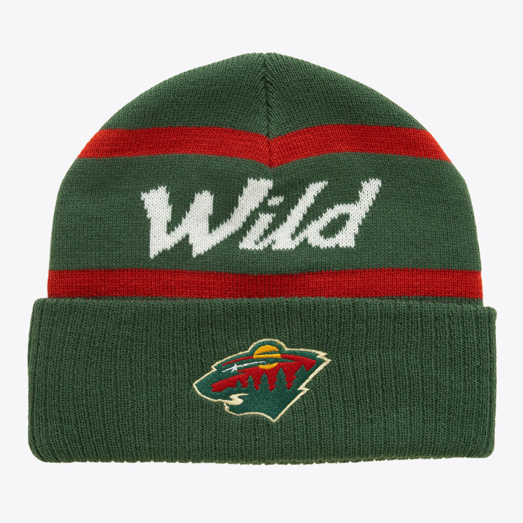 Men's Mitchell & Ness Green Minnesota Wild Head Coach Cuffed Knit Hat