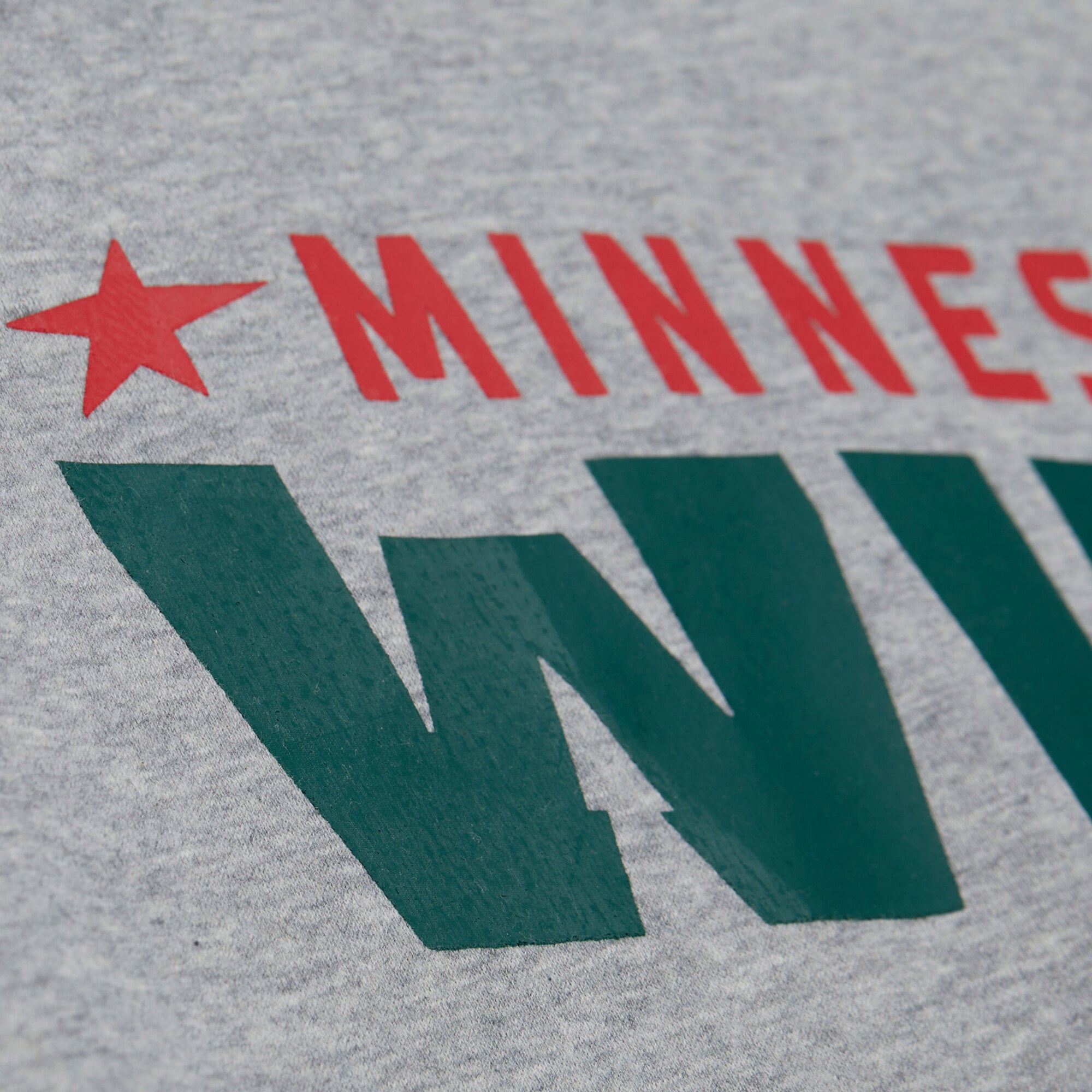 Men's Mitchell & Ness Heather Gray Minnesota Wild Walk-Off Logo Fleece Crewneck Sweatshirt