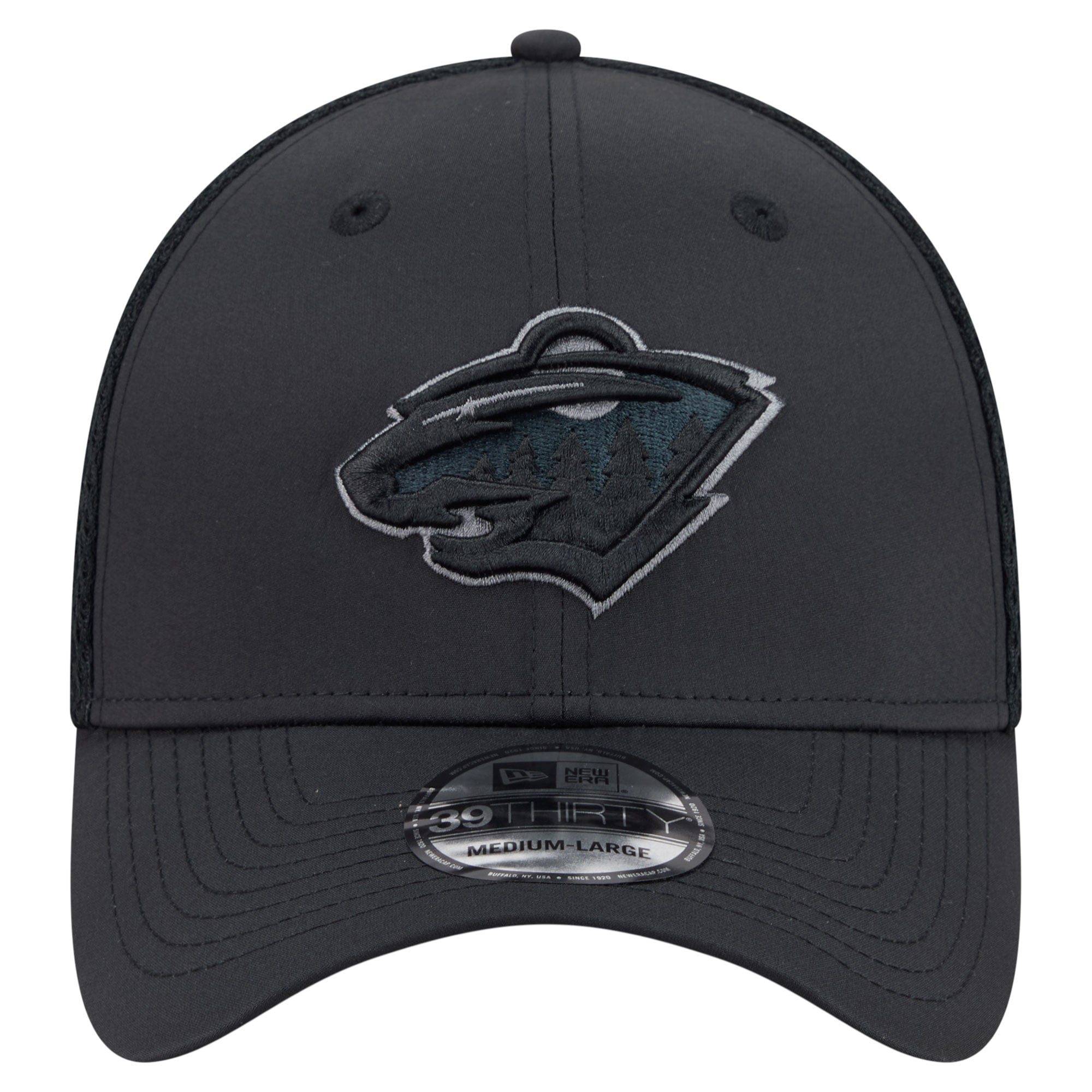 Casquette extensible New Era 39THIRTY noire Minnesota Wild pour homme