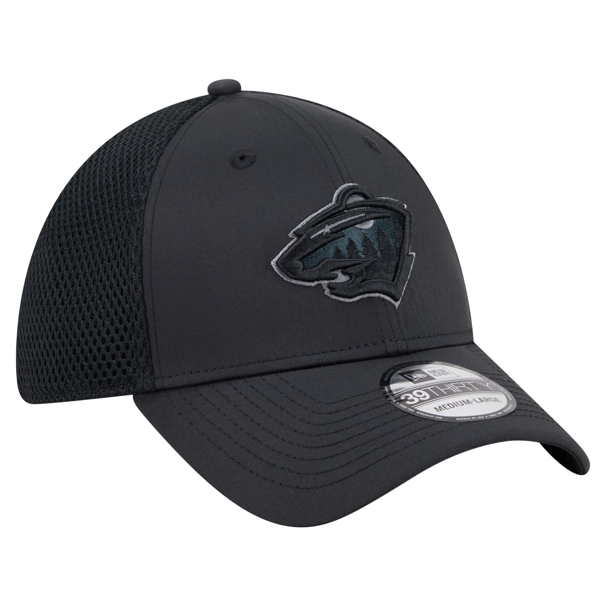 Casquette extensible New Era 39THIRTY noire Minnesota Wild pour homme
