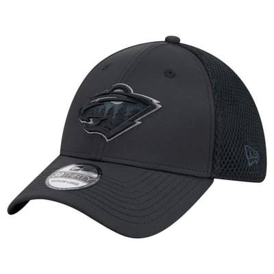  Minnesota Wild New Era Blackout 39THIRTY Stretch Hat - Black