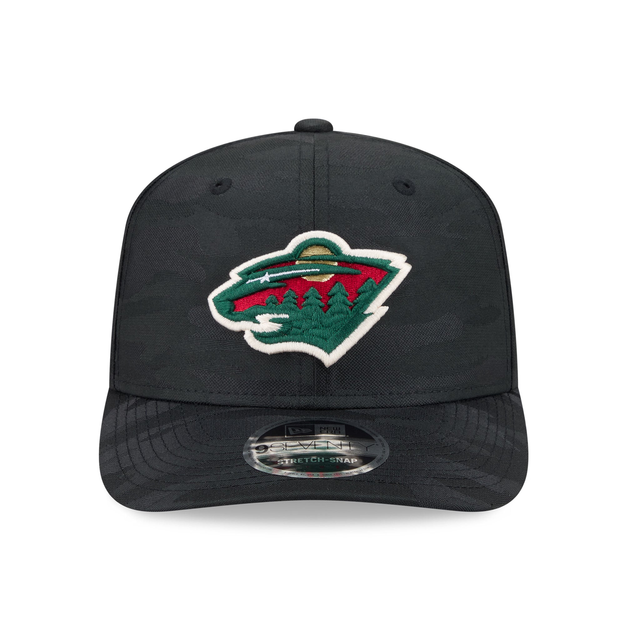 Casquette ajustable perforée New Era 9SEVENTY noire camouflage Minnesota Wild pour homme