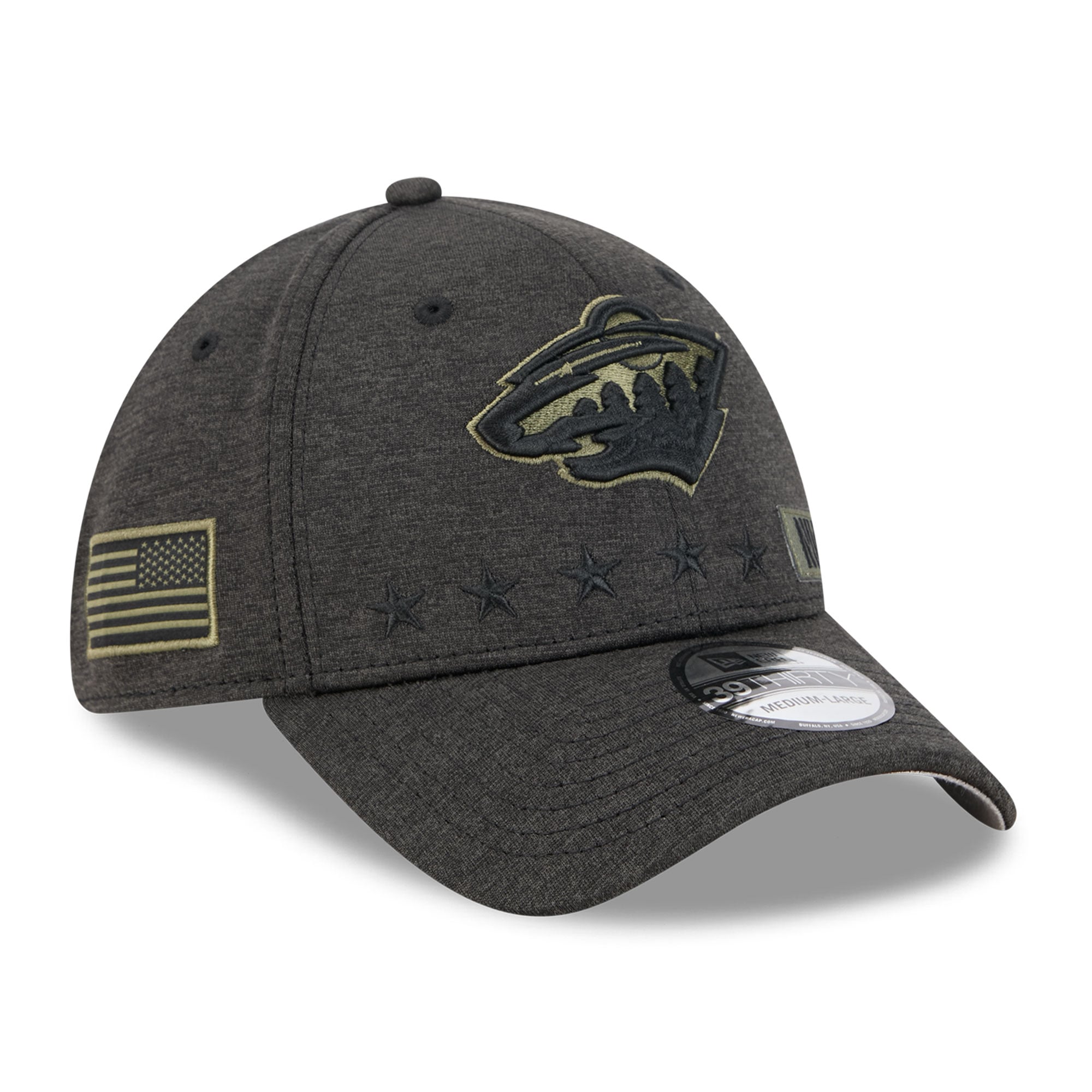 Casquette New Era noire pour homme Minnesota Wild Stealth Mode Flex 39Thirty Stretch