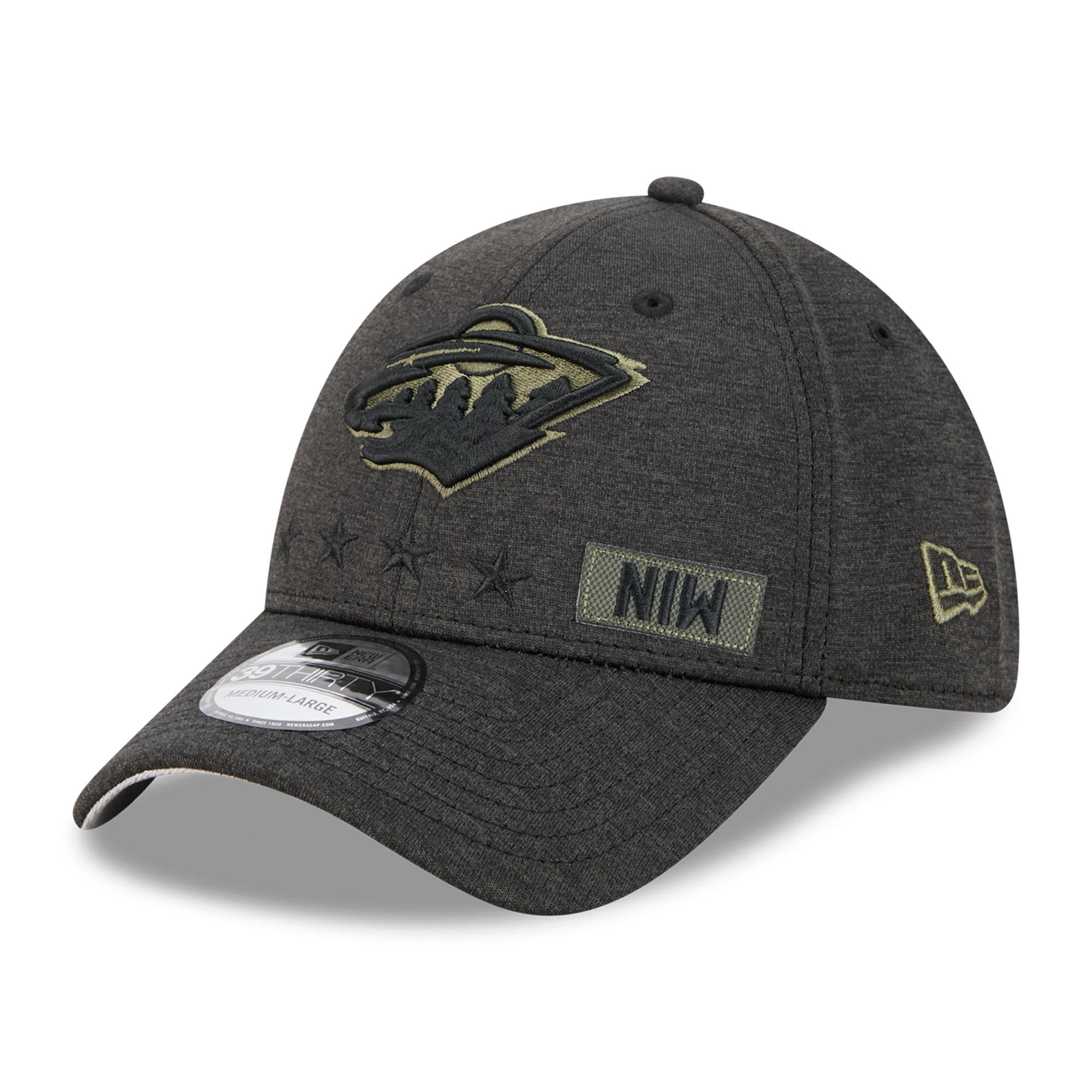 Casquette New Era noire pour homme Minnesota Wild Stealth Mode Flex 39Thirty Stretch