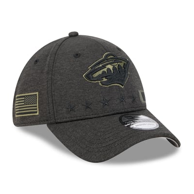 Men's Minnesota Wild New Era Black Stealth Mode Flex 39Thirty Stretch Hat
