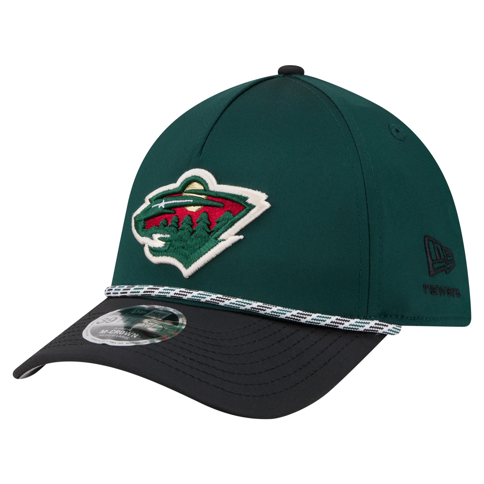 Men's New Era Green/Black Minnesota Wild 2-Tone Featherweight 39THIRTY A-Frame M-Crown Flex Hat