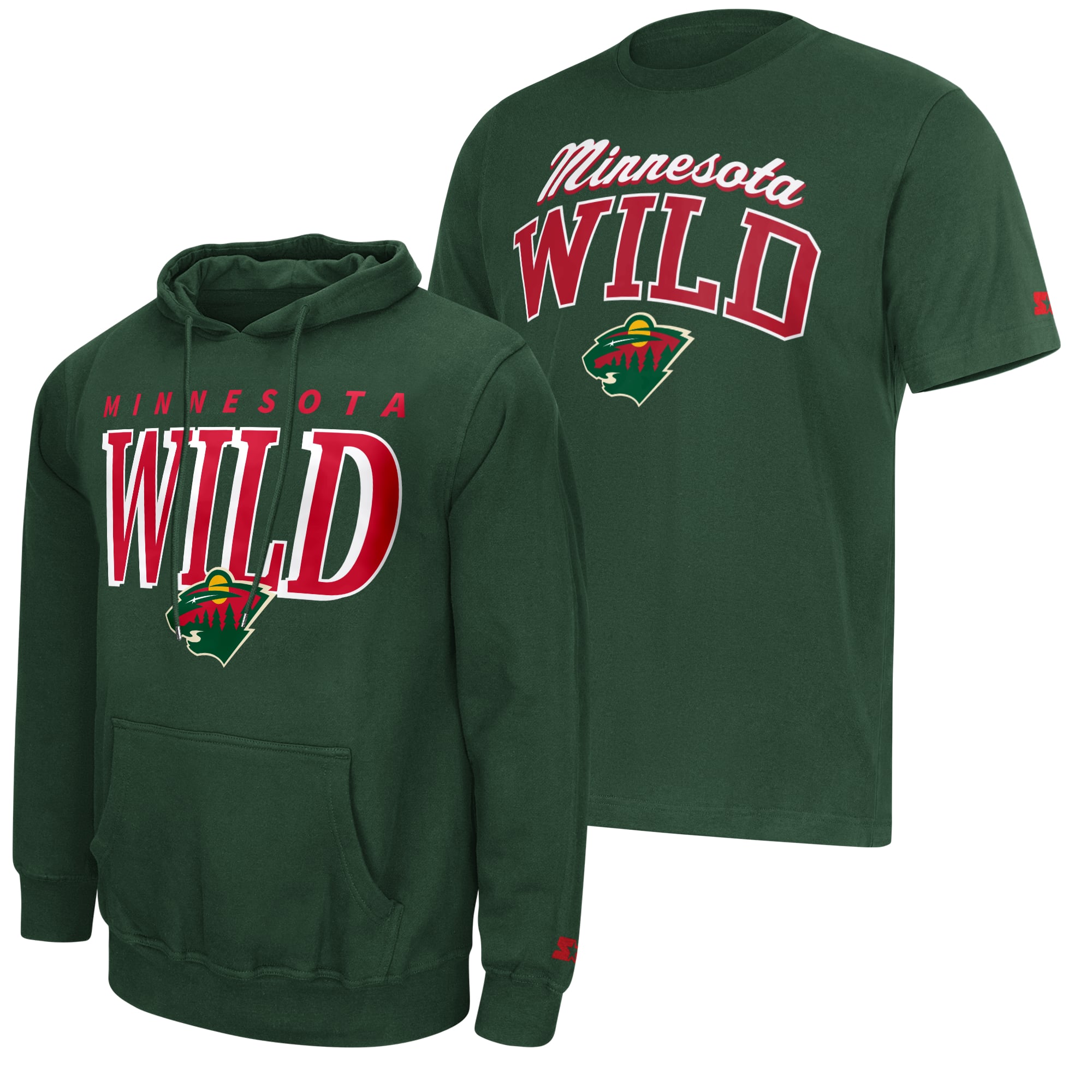 Ensemble sweat à capuche et t-shirt vert Starter Minnesota Wild pour homme