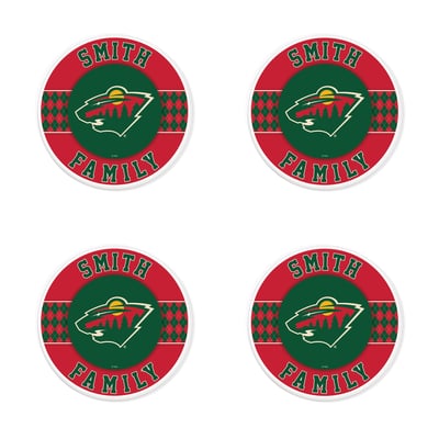 Minnesota Wild 4" Personalized Circular Coasters 4-Pack Set