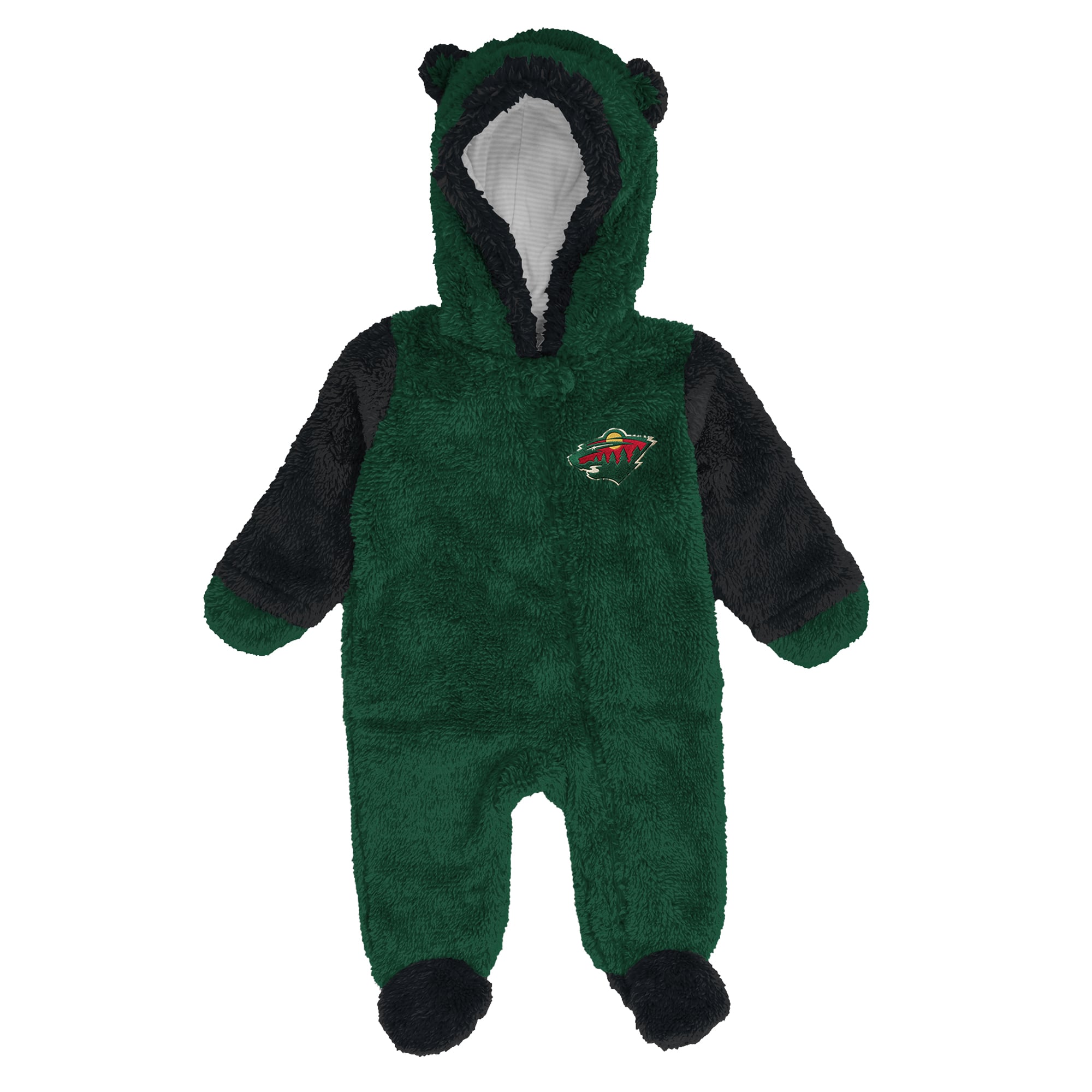 Combinaison pyjama en polaire Outerstuff verte Minnesota Wild Stay Napping pour nouveau-né et nourrisson, fermeture éclair intégrale