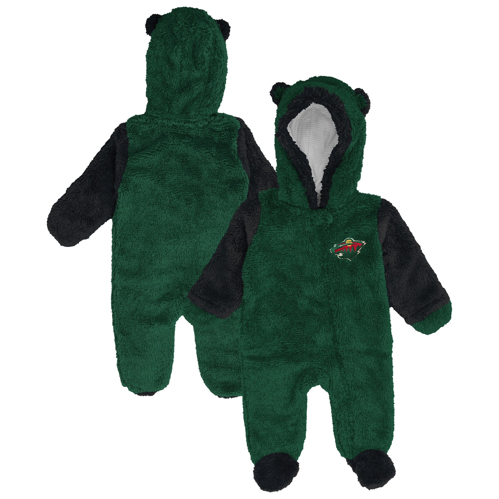 Combinaison pyjama en polaire Outerstuff verte Minnesota Wild Stay Napping pour nouveau-né et nourrisson, fermeture éclair intégrale