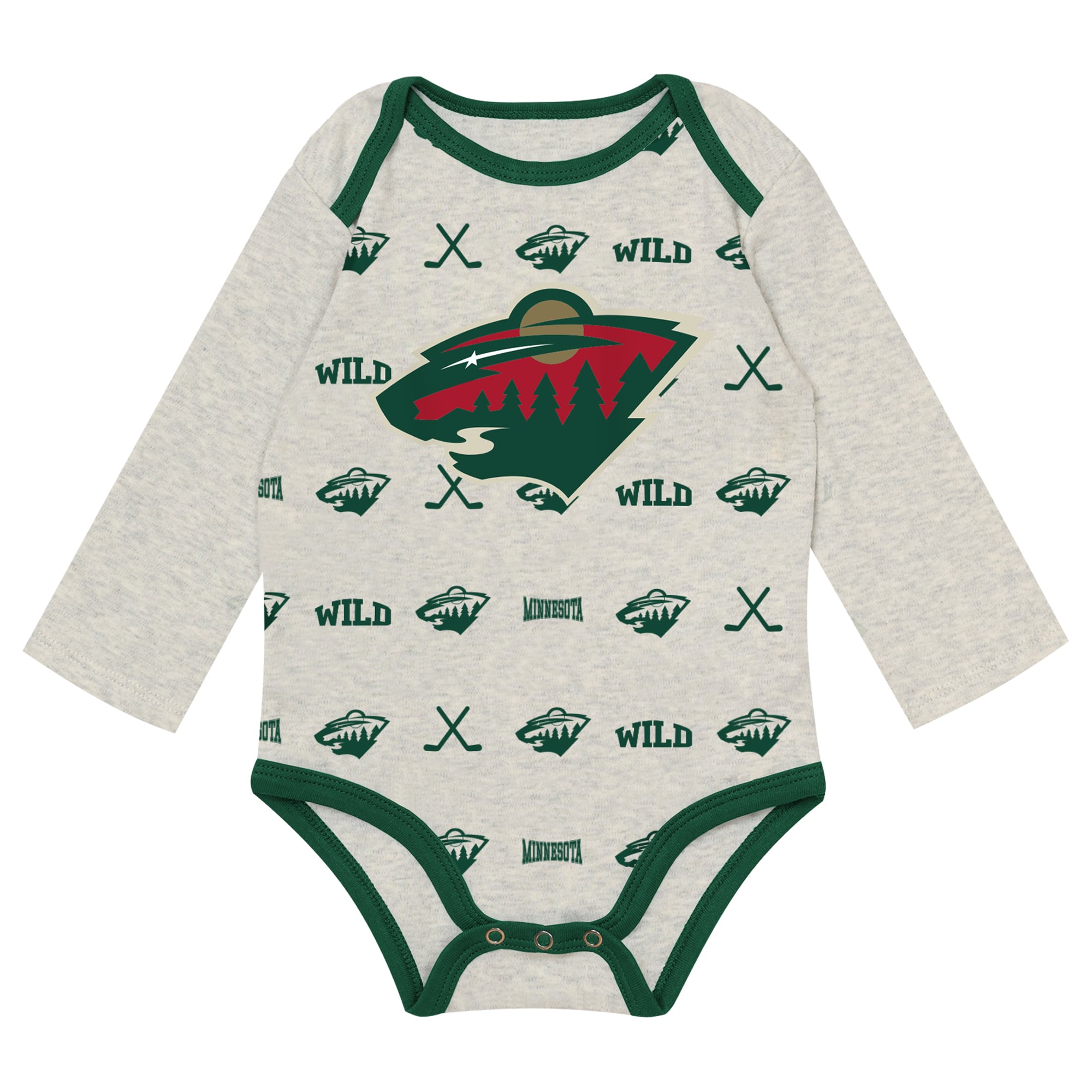 Newborn Outerstuff  Heather Gray Minnesota Wild Huddles and Giggles Three-Piece Set