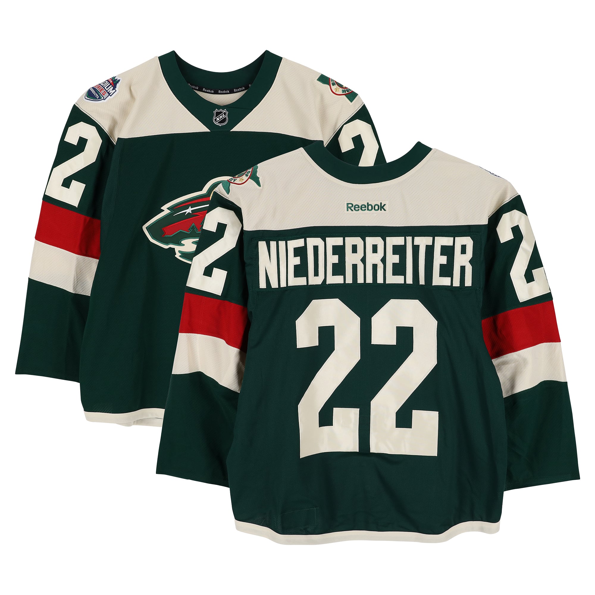 Nino Niederreiter Minnesota Wild Practice-Used #22 Green Jersey vs. Chicago Blackhawks on February 21, 2016
