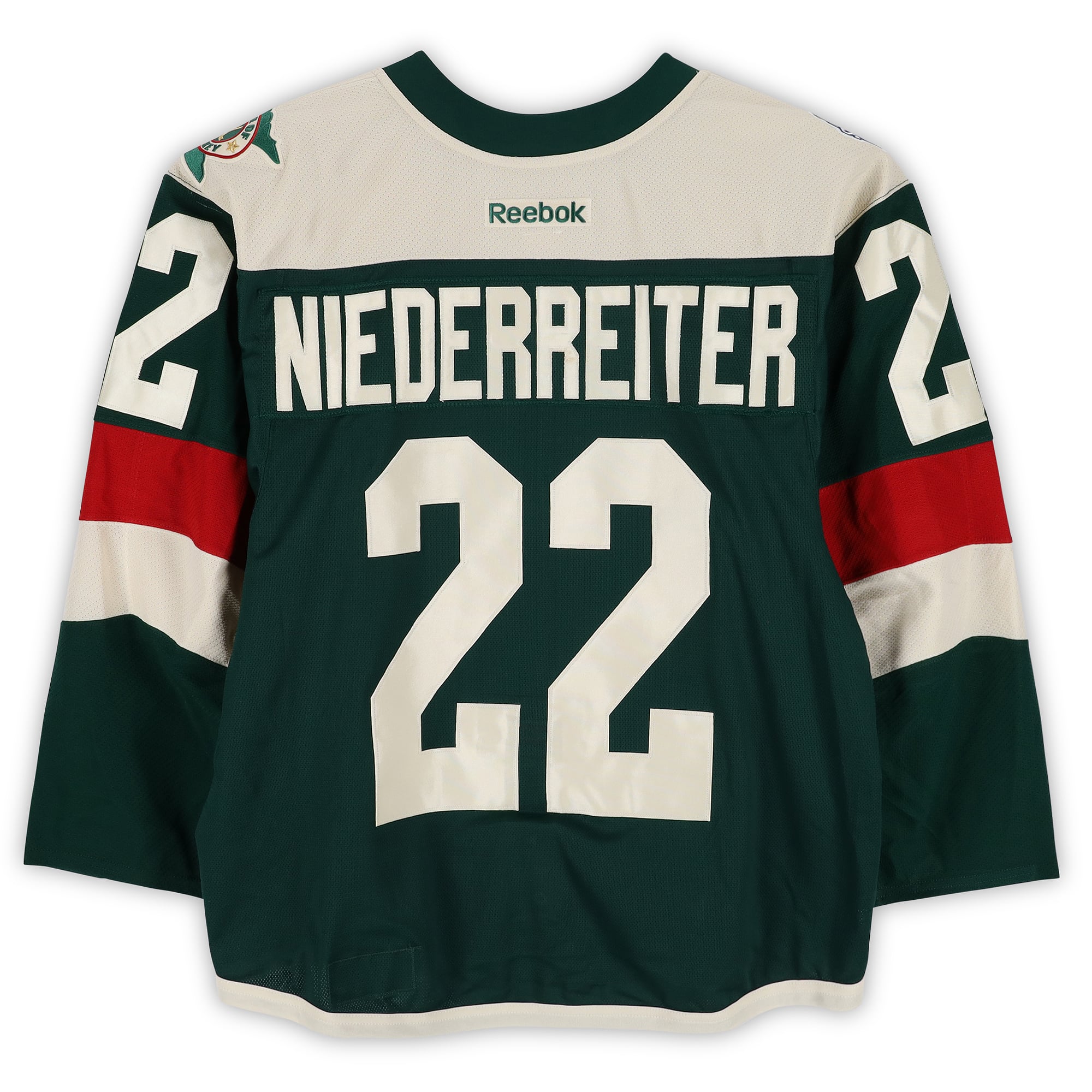 Nino Niederreiter Minnesota Wild Practice-Used #22 Green Jersey vs. Chicago Blackhawks on February 21, 2016