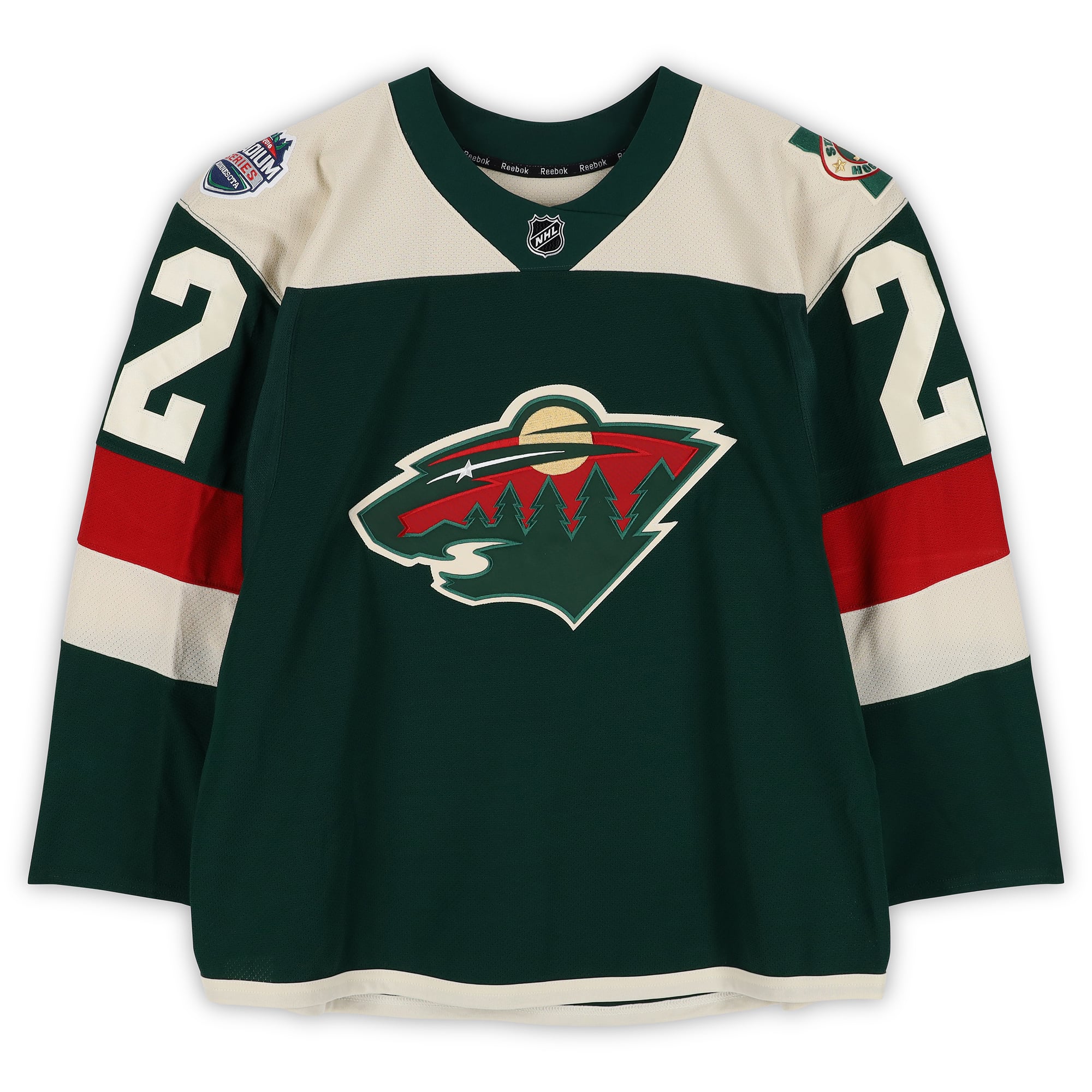 Nino Niederreiter Minnesota Wild Practice-Used #22 Green Jersey vs. Chicago Blackhawks on February 21, 2016