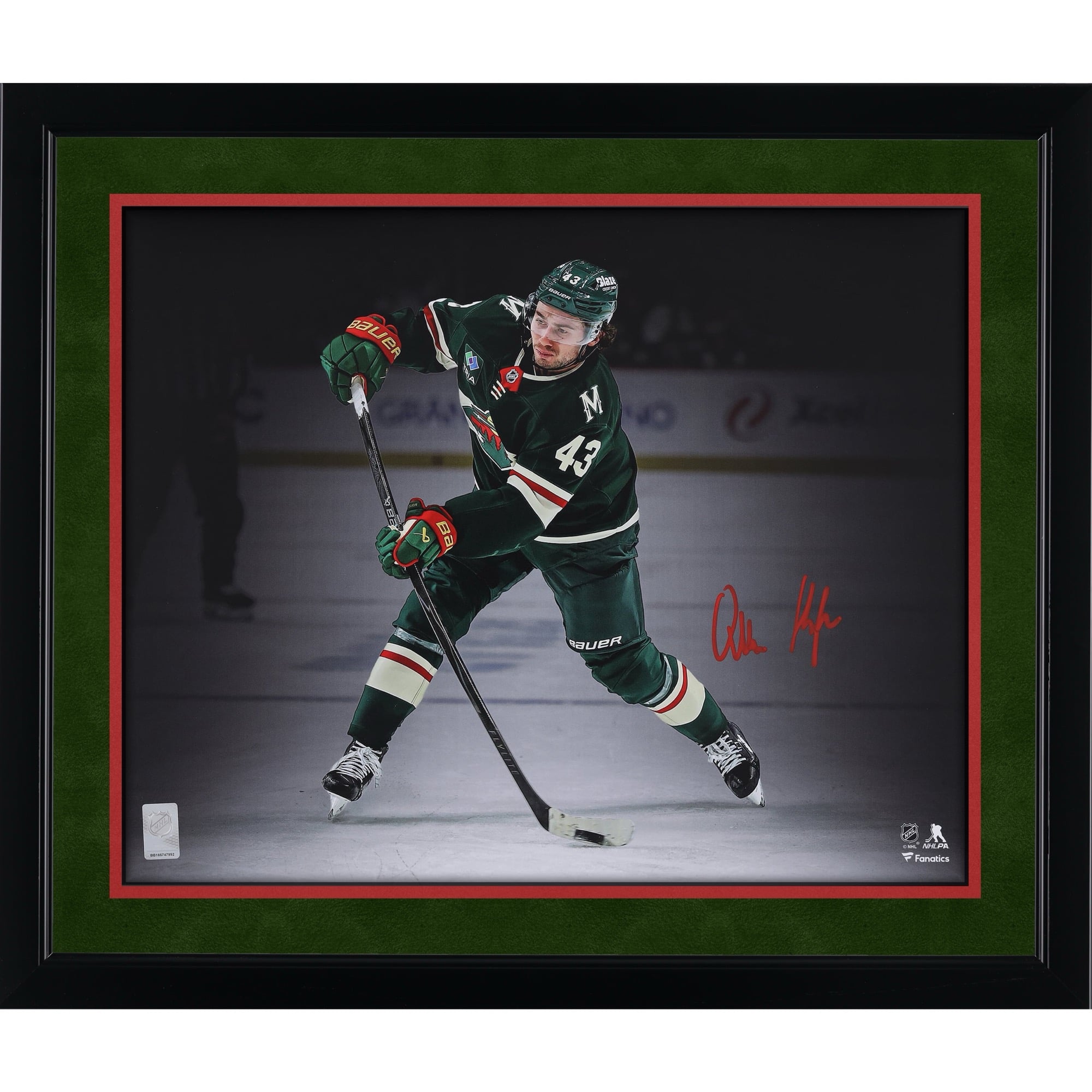 Quinn Hughes Minnesota Wild Autographed 16" x 20" Green Jersey Wild Debut Photograph