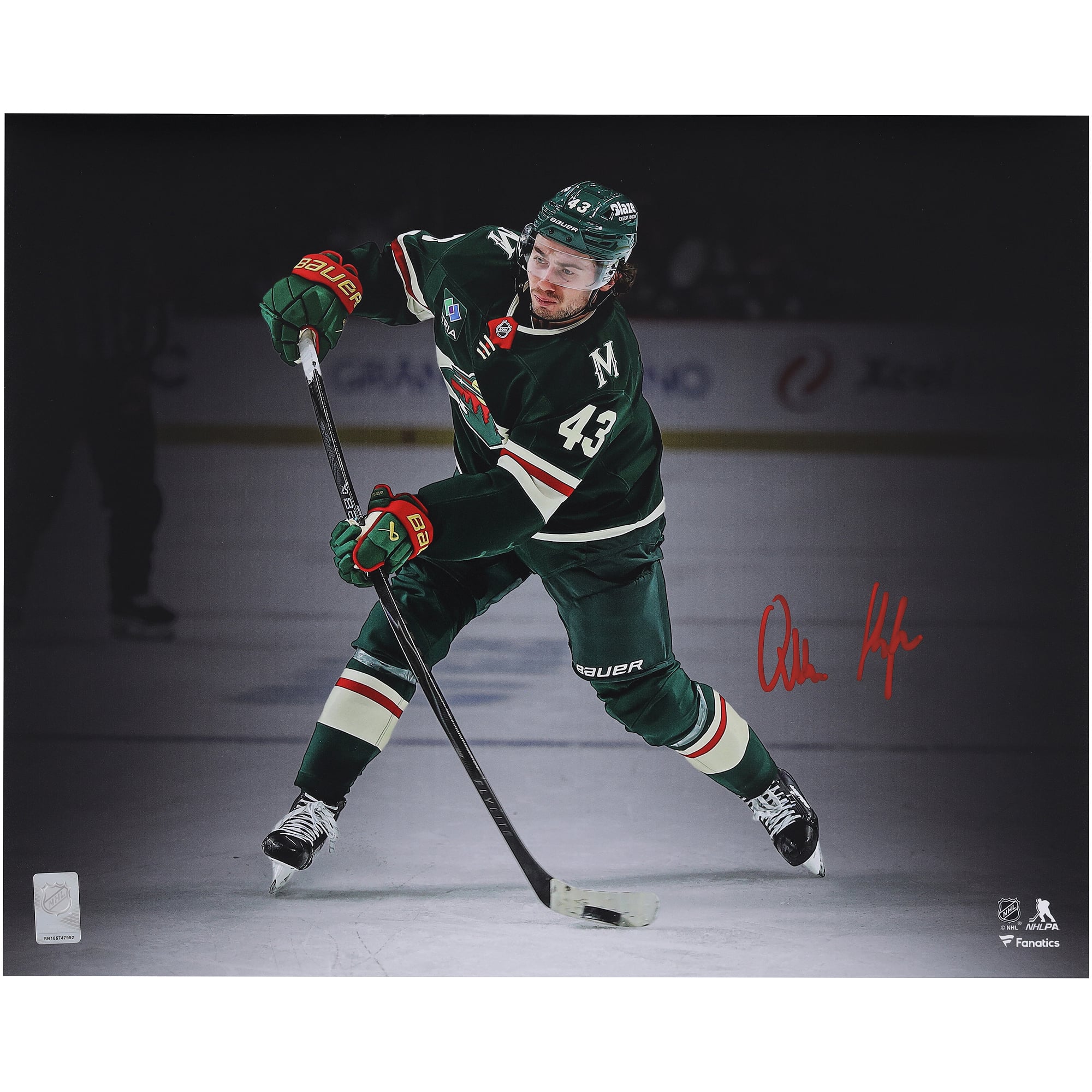 Quinn Hughes Minnesota Wild Autographed 16" x 20" Green Jersey Wild Debut Photograph