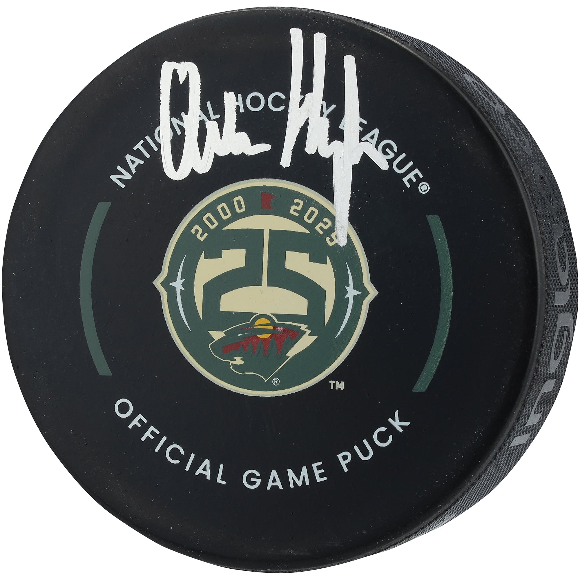 Quinn Hughes Minnesota Wild Autographed 25th Anniversary Official Game Puck