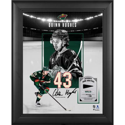 Quinn Hughes Minnesota Wild Facsimile Signature Fanatics Authentic Framed 11" x 14" Showcase Collage with a Piece of Game-Used Puck - Limited Edition of 250