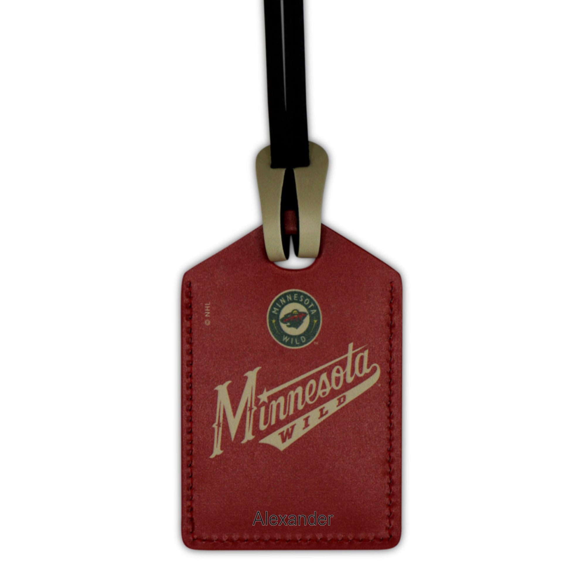 Étiquette de bagage en cuir personnalisée Minnesota Wild rouge
