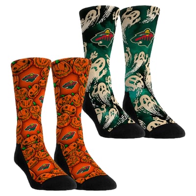  Minnesota Wild Rock Em Unisex Halloween Crew Socks 2-Pack Set - Orange