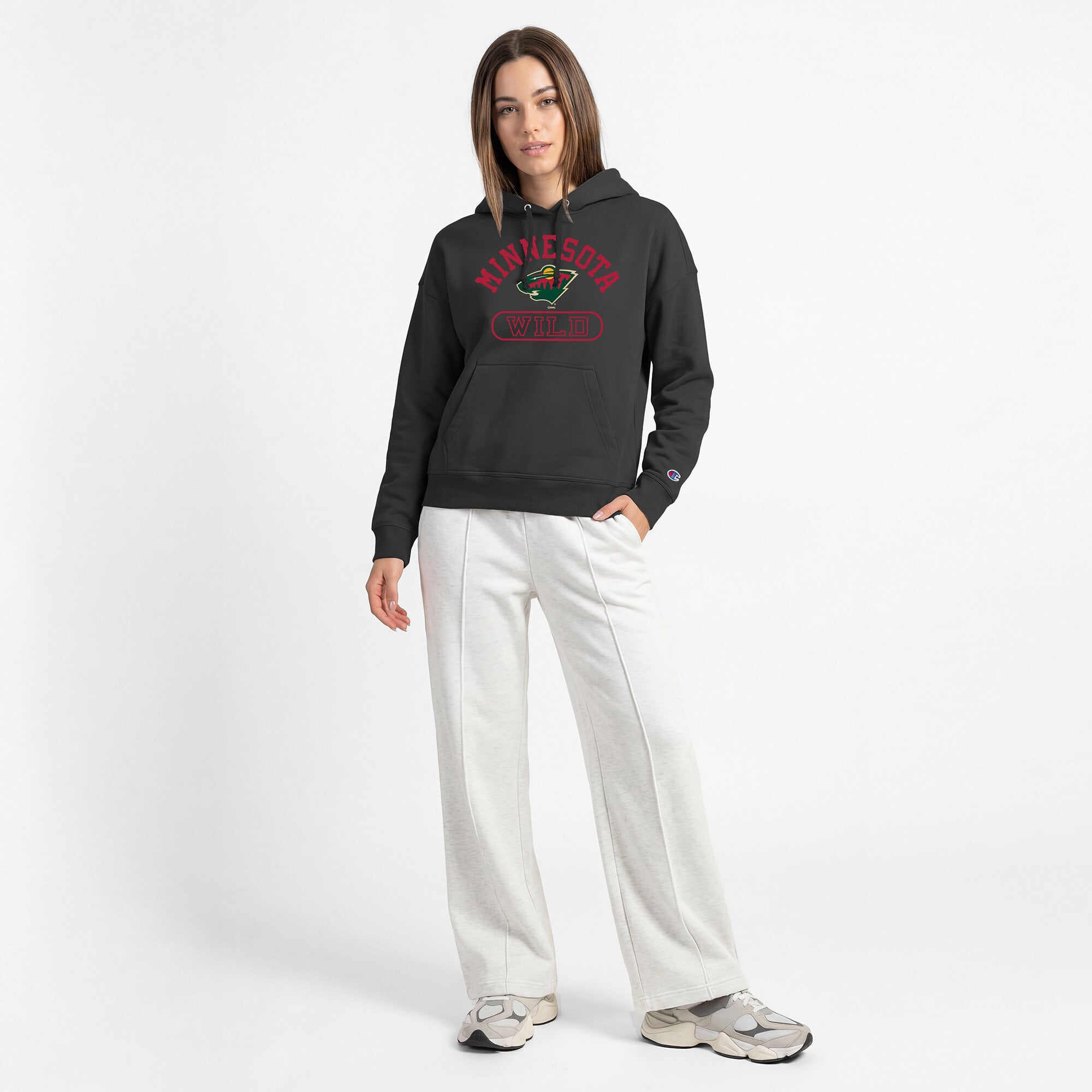 Sweat à capuche Champion noir Minnesota Wild pour femme