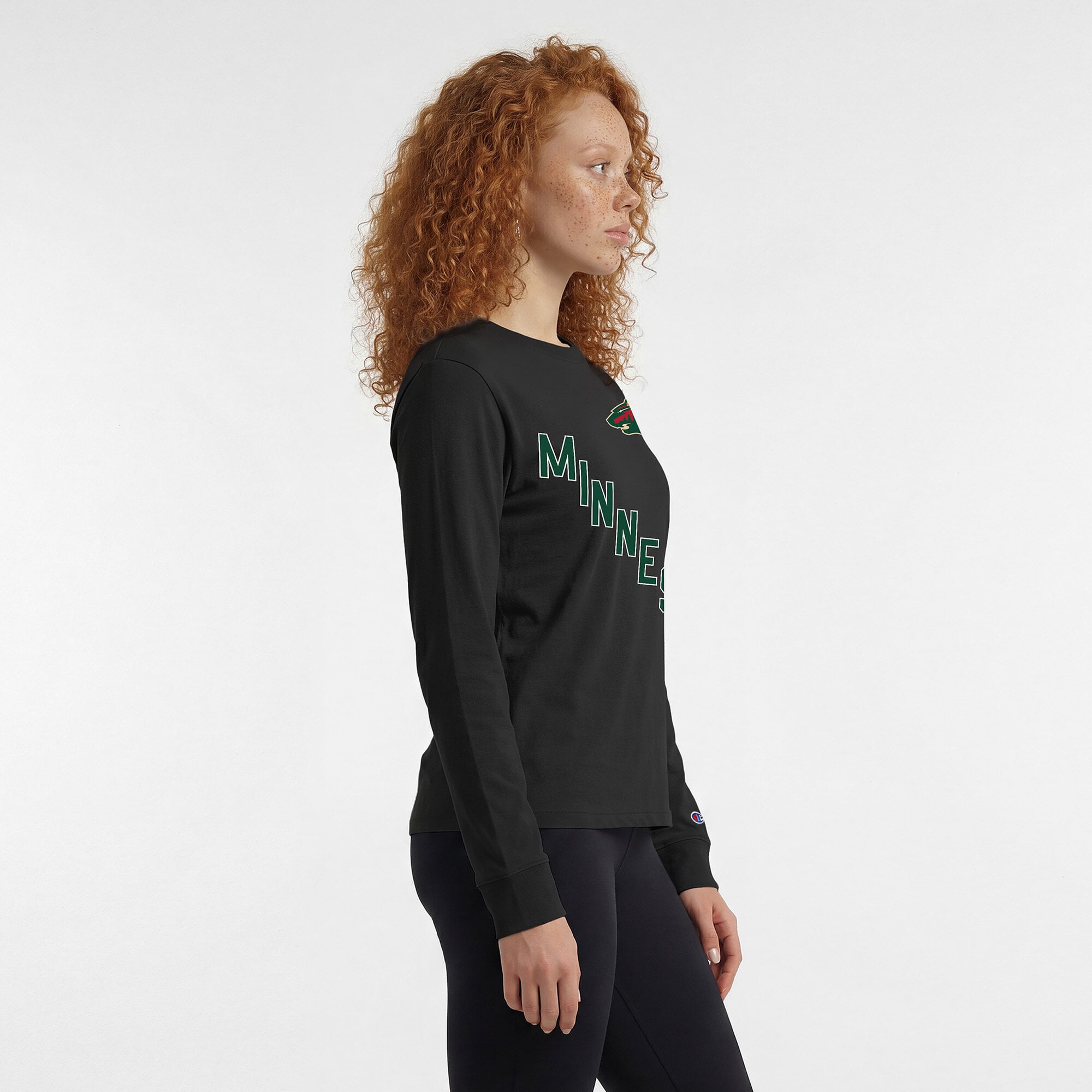 T-shirt à manches longues noir Champion Minnesota Wild pour femmes