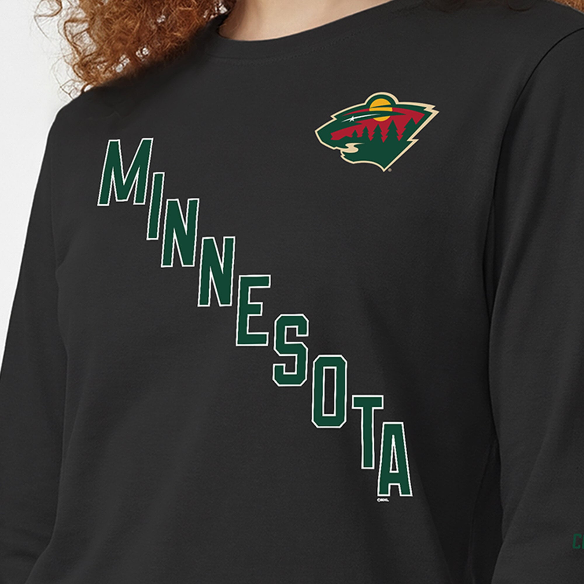 T-shirt à manches longues noir Champion Minnesota Wild pour femmes