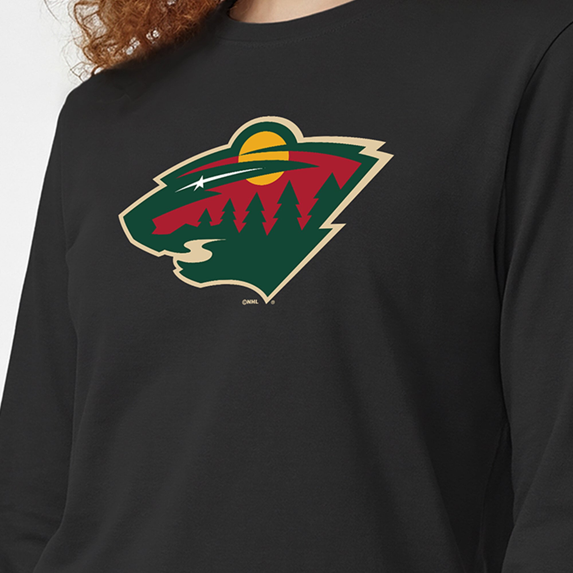 T-shirt à manches longues noir Champion Minnesota Wild pour femmes