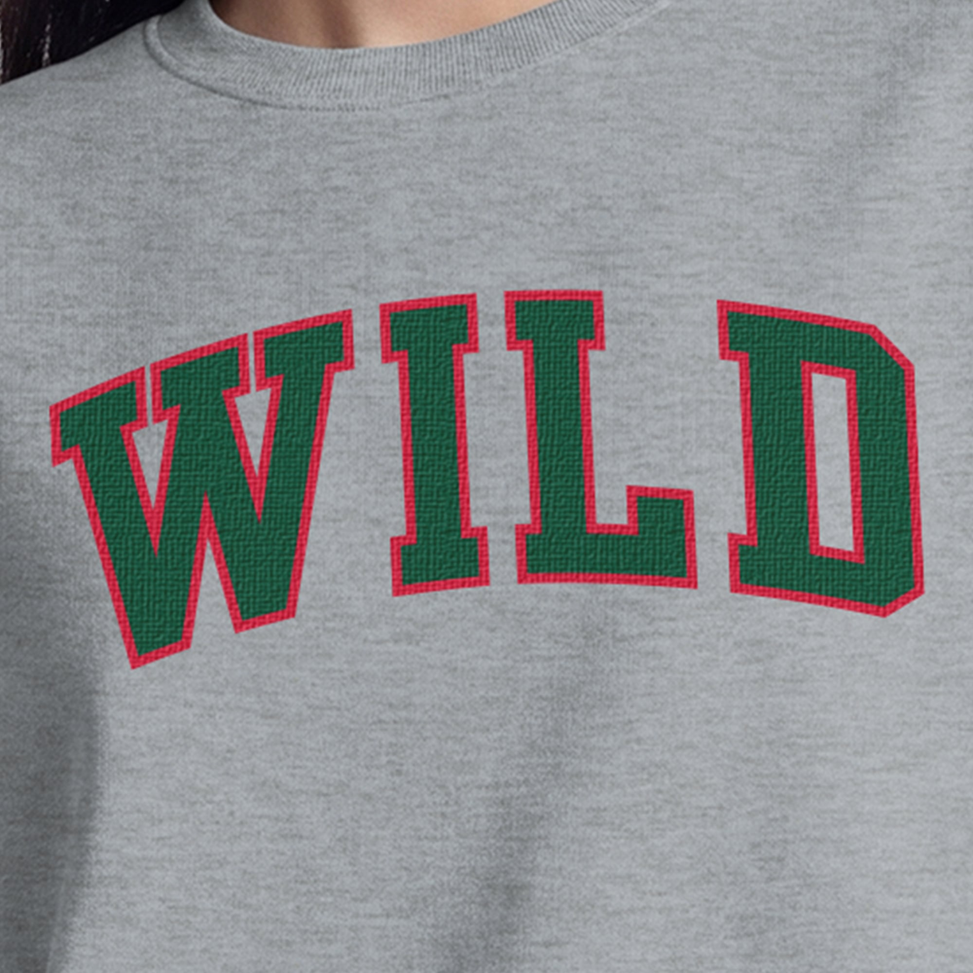 Sweat-shirt à col rond Champion pour femme, gris chiné, motif Minnesota Wild.