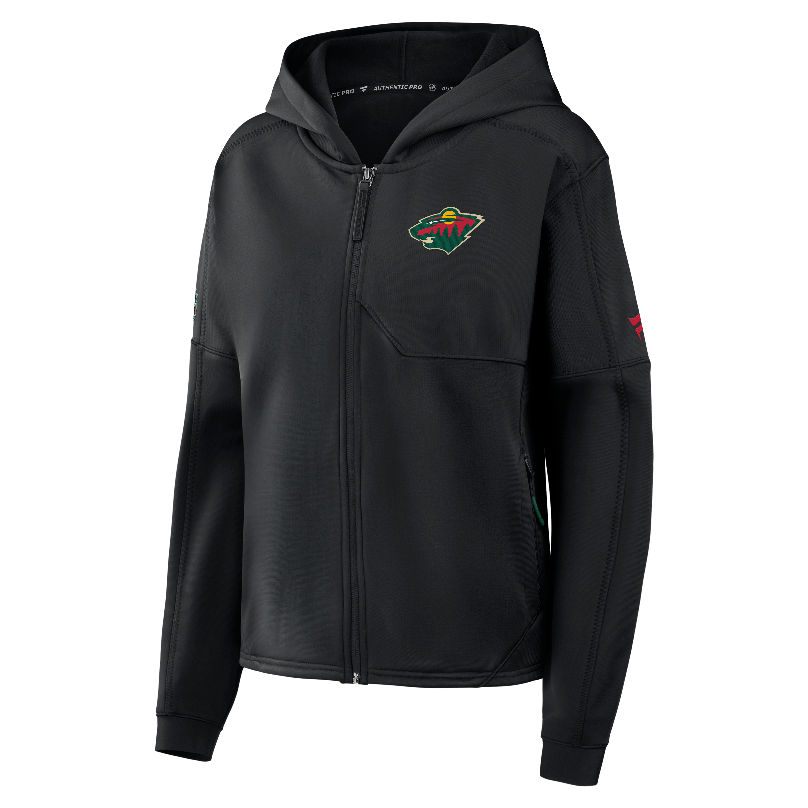 Women's Fanatics Black Minnesota Wild Authentic Pro Rink Full-Zip Hoodie