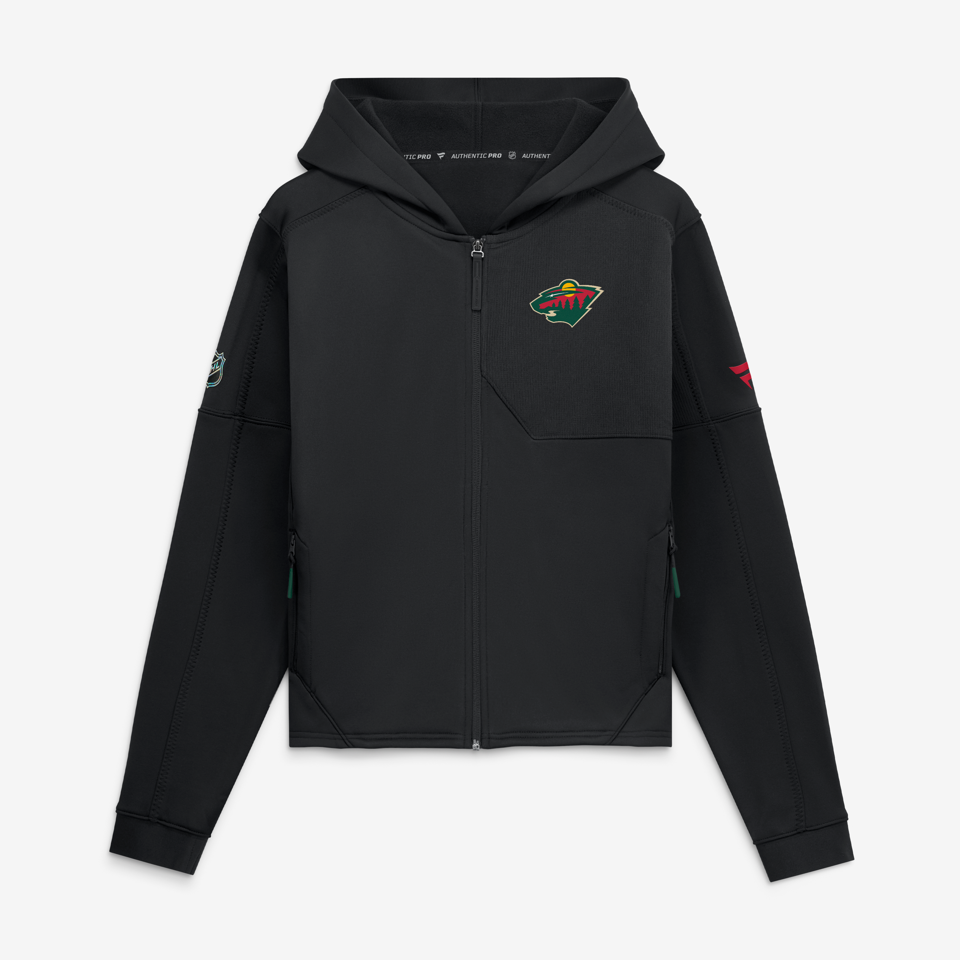 Women's Fanatics Black Minnesota Wild Authentic Pro Rink Full-Zip Hoodie