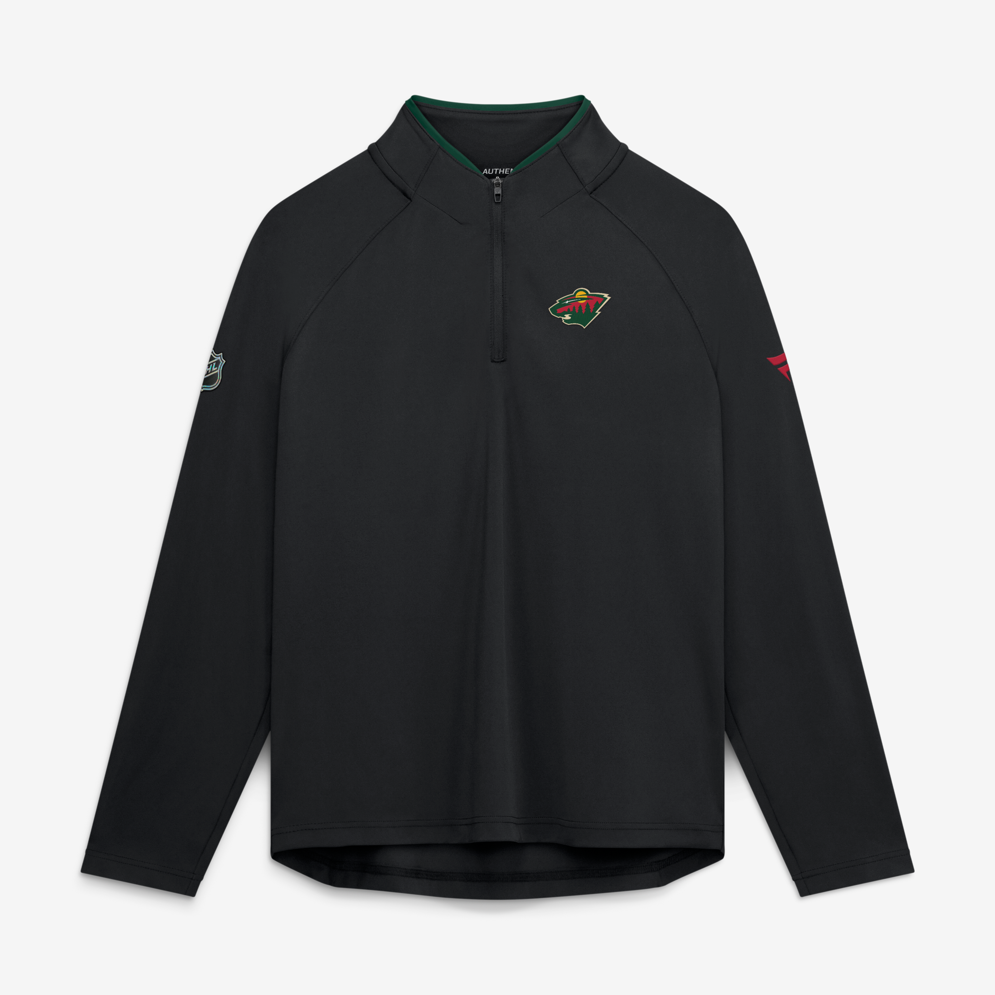 Pull-over léger à col zippé Fanatics noir Minnesota Wild Authentic Pro Rink pour femme