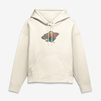 Minnesota Wild Fanatics Women's Distressed Logo Hoodie - Cream