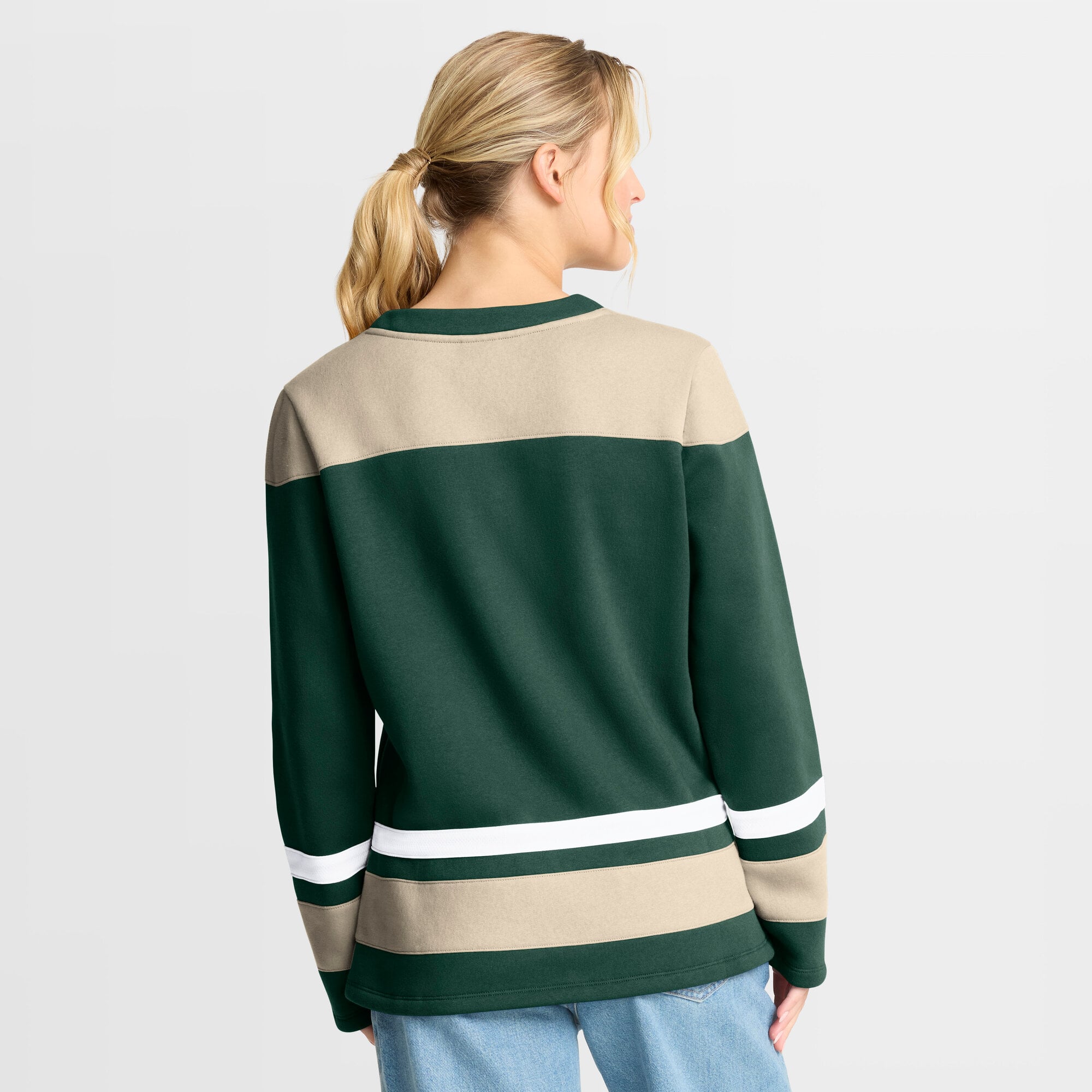 Sweat-shirt à lacets manches longues et imprimé glaçage vert Fanatics pour femme, Minnesota Wild