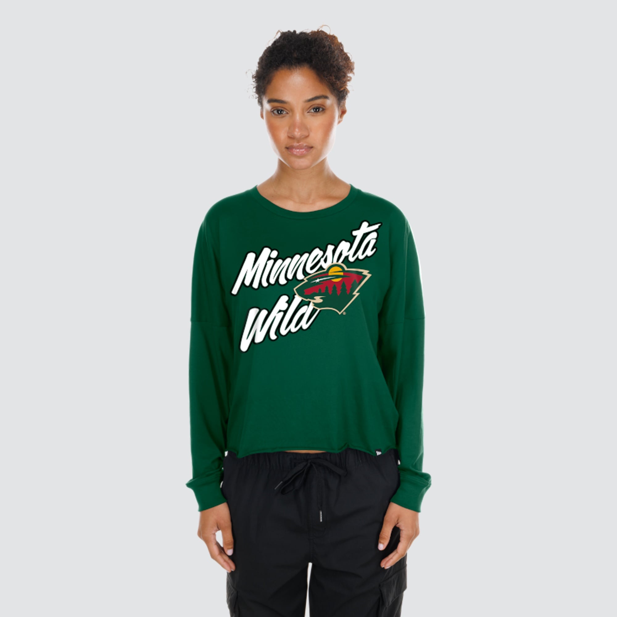 T-shirt à manches longues oversize New Era vert Minnesota Wild pour femme