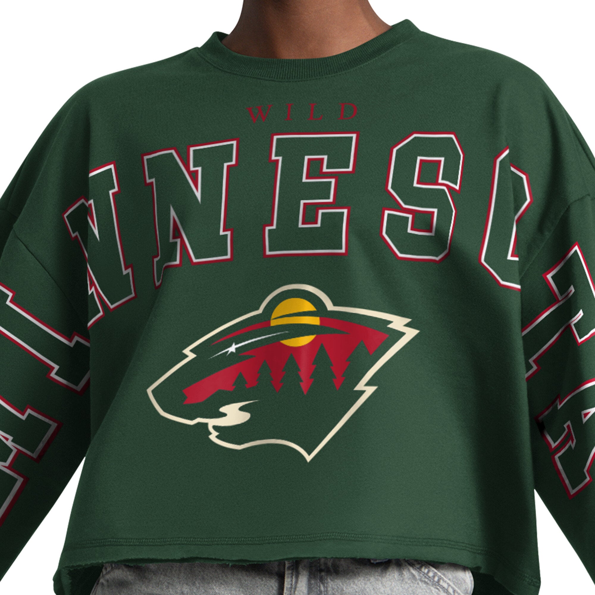 Sweat-shirt court à épaules tombantes Starter Green Minnesota Wild Bleachers pour femme