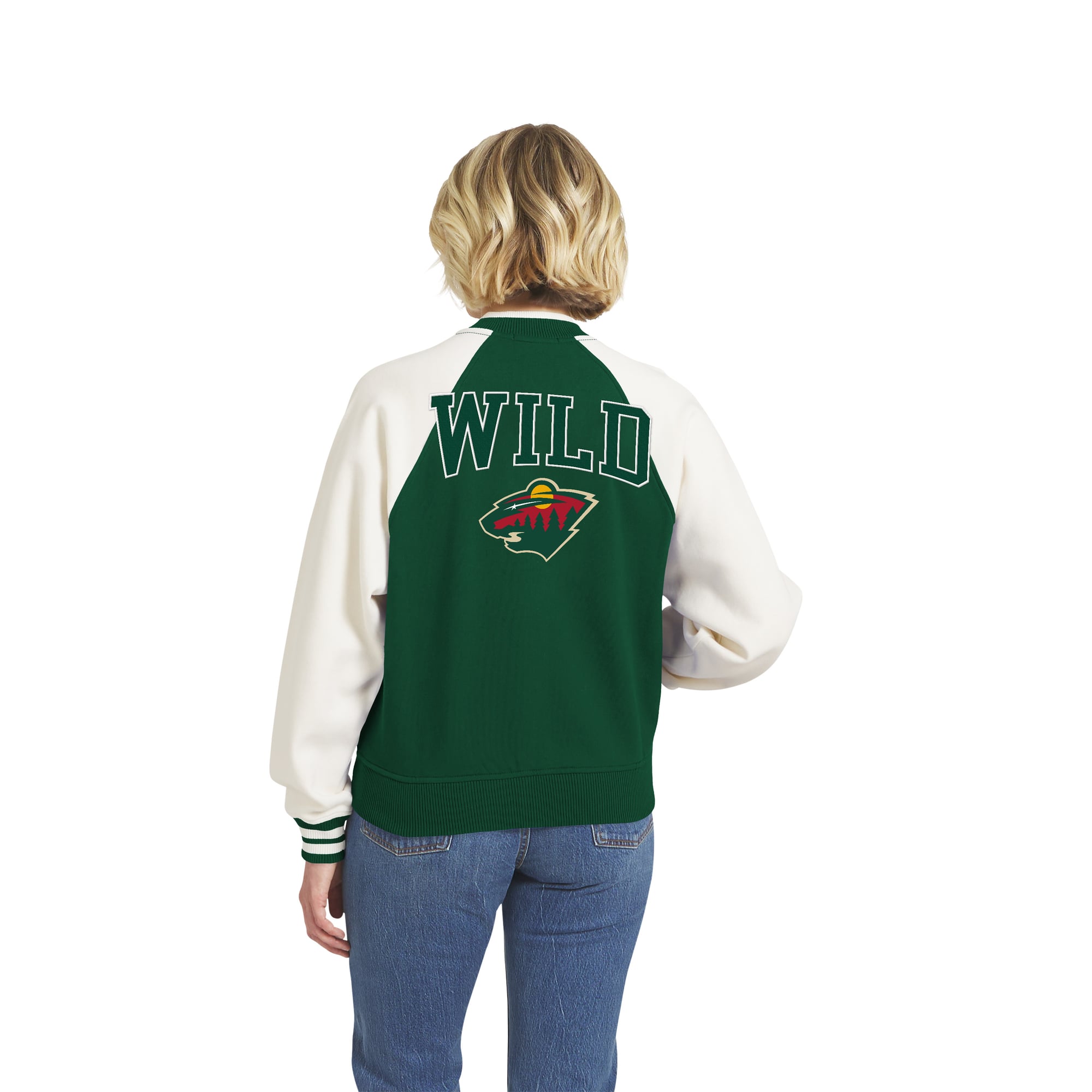 Veste polaire universitaire zippée verte et blanche Minnesota Wild de la marque WEAR by Erin Andrews pour femmes