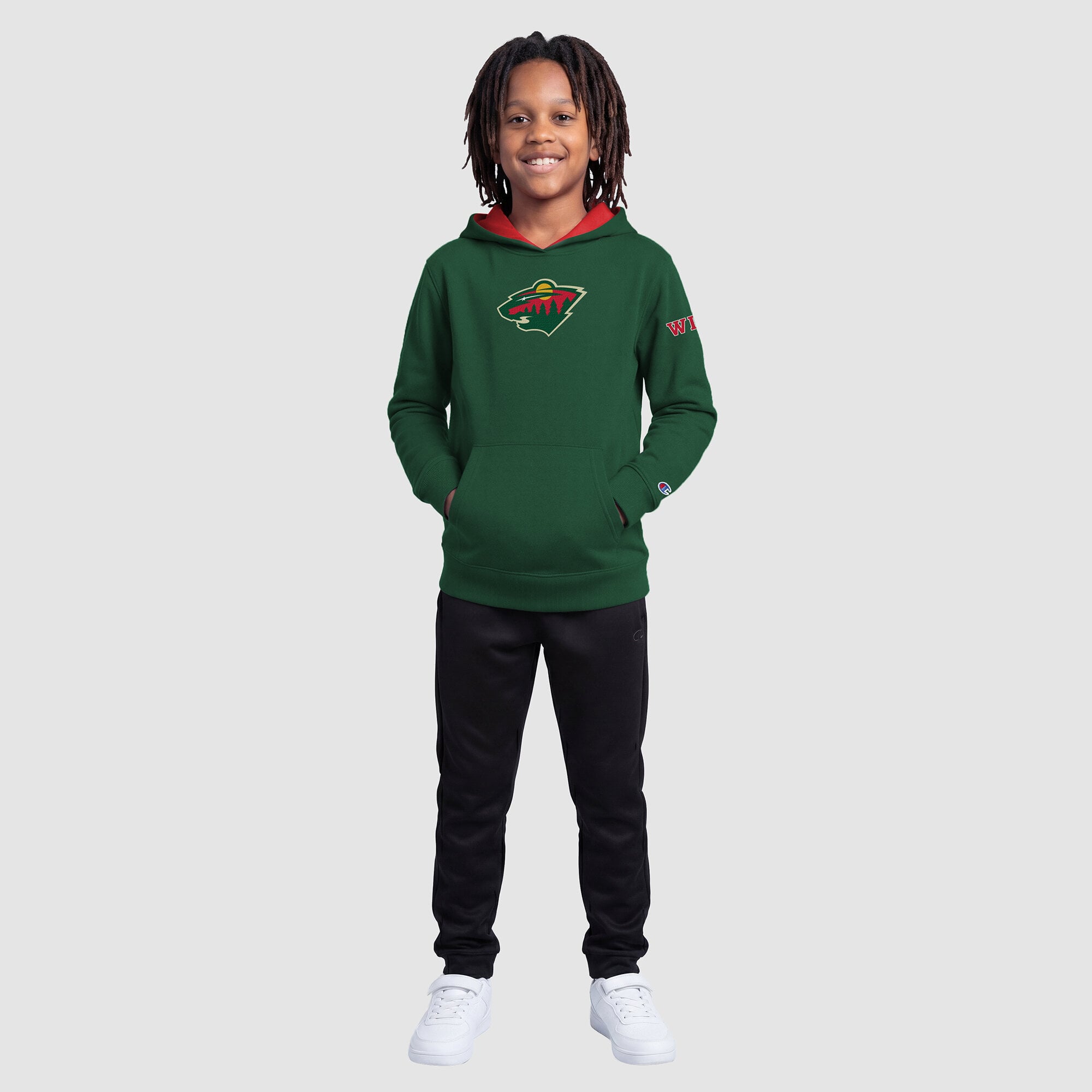Youth Champion  Green Minnesota Wild Fleece Hoodie
