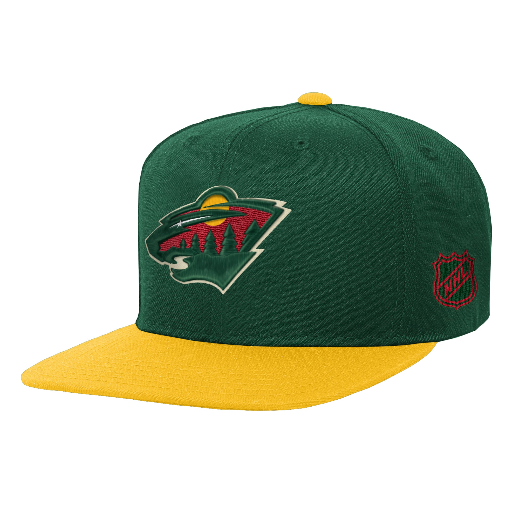 Youth Mitchell & Ness  Green/Gold Minnesota Wild Legendary Snapback Hat