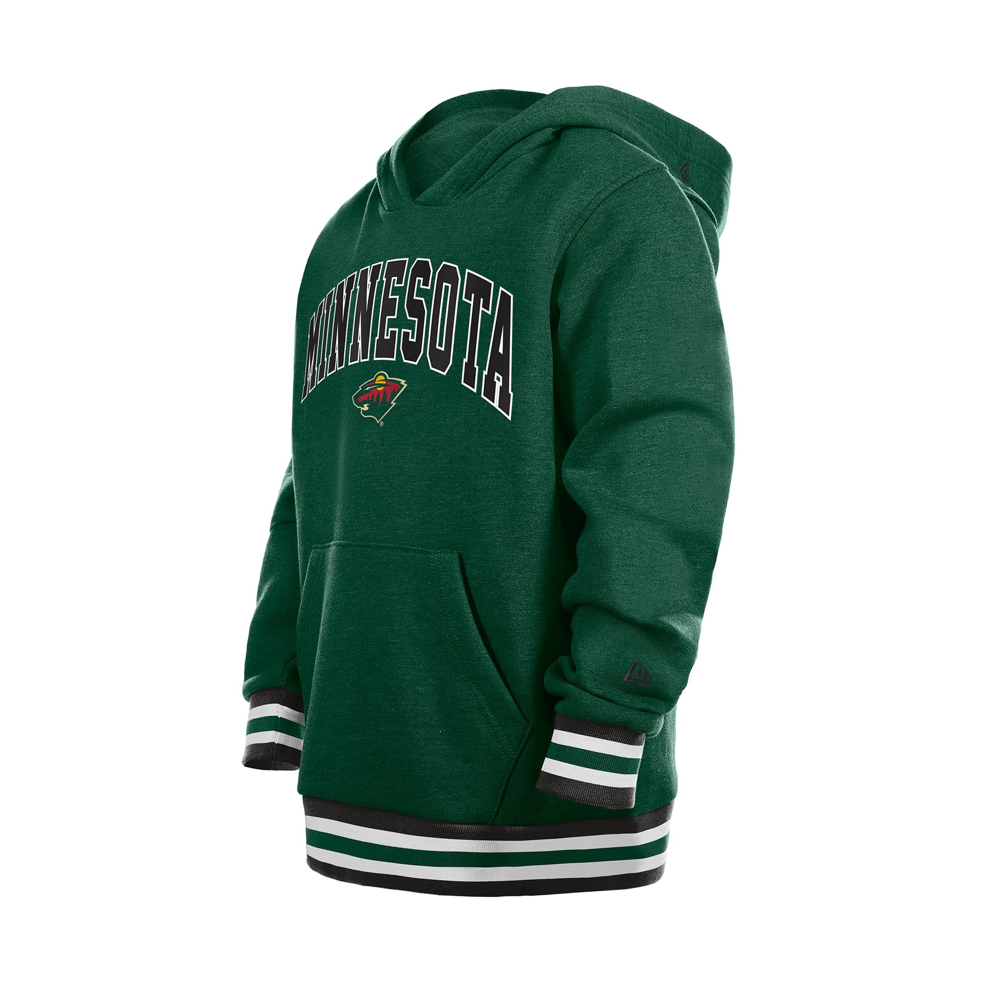 Youth New Era Green Minnesota Wild Knit Trim Pullover Hoodie