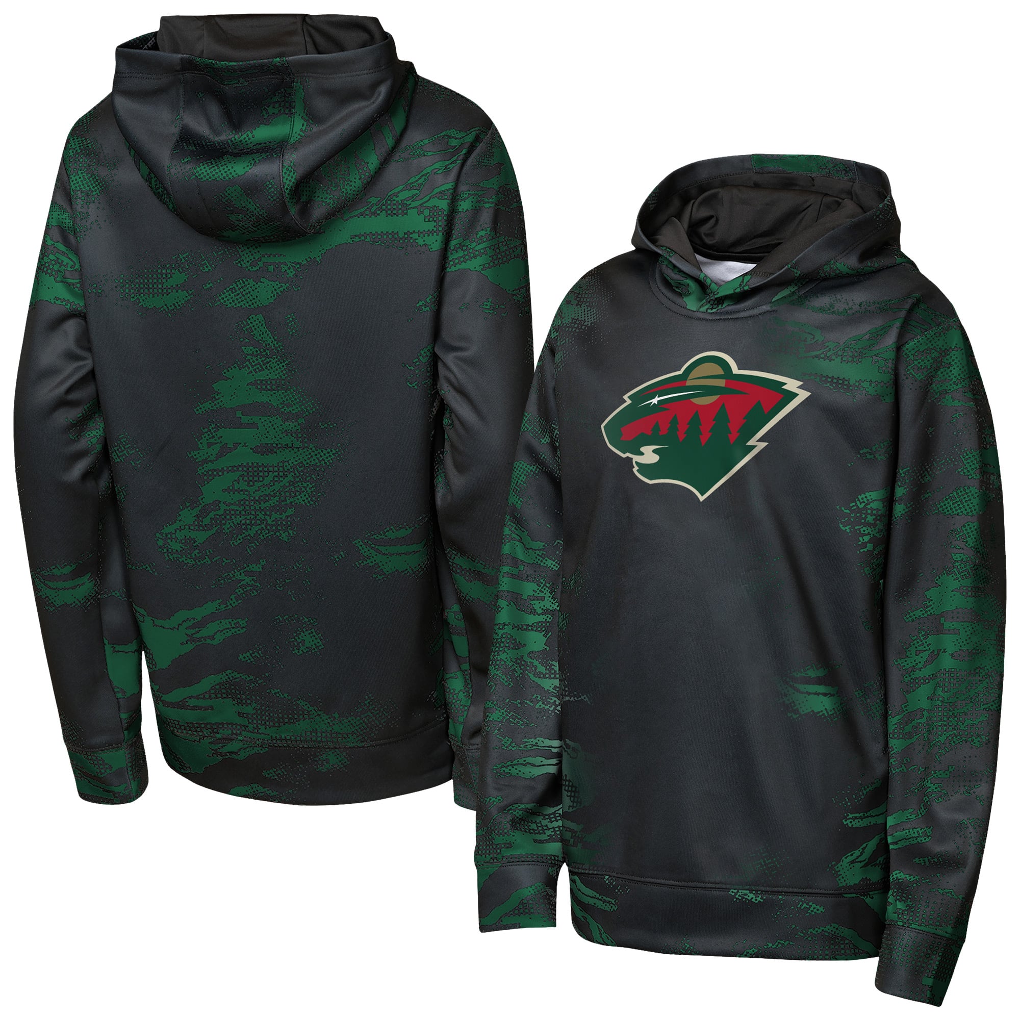 Sweat à capuche noir Youth Outerstuff Minnesota Wild Team Dynamics