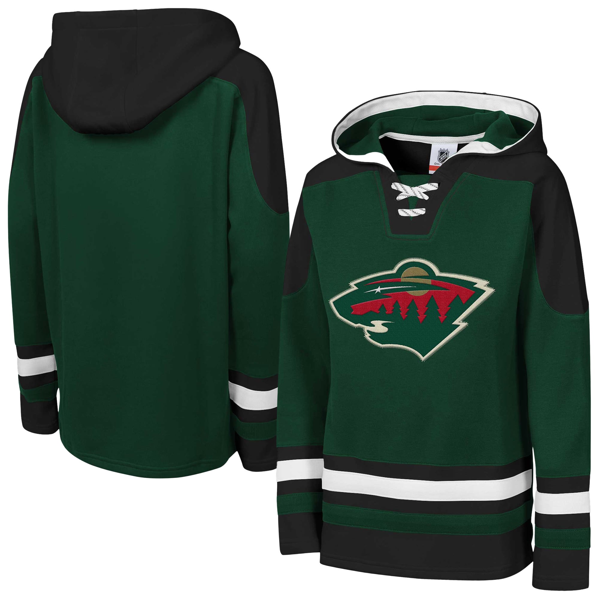Sweat à capuche raglan col en V vert Minnesota Wild Youth Outerstuff, un incontournable pour la maison